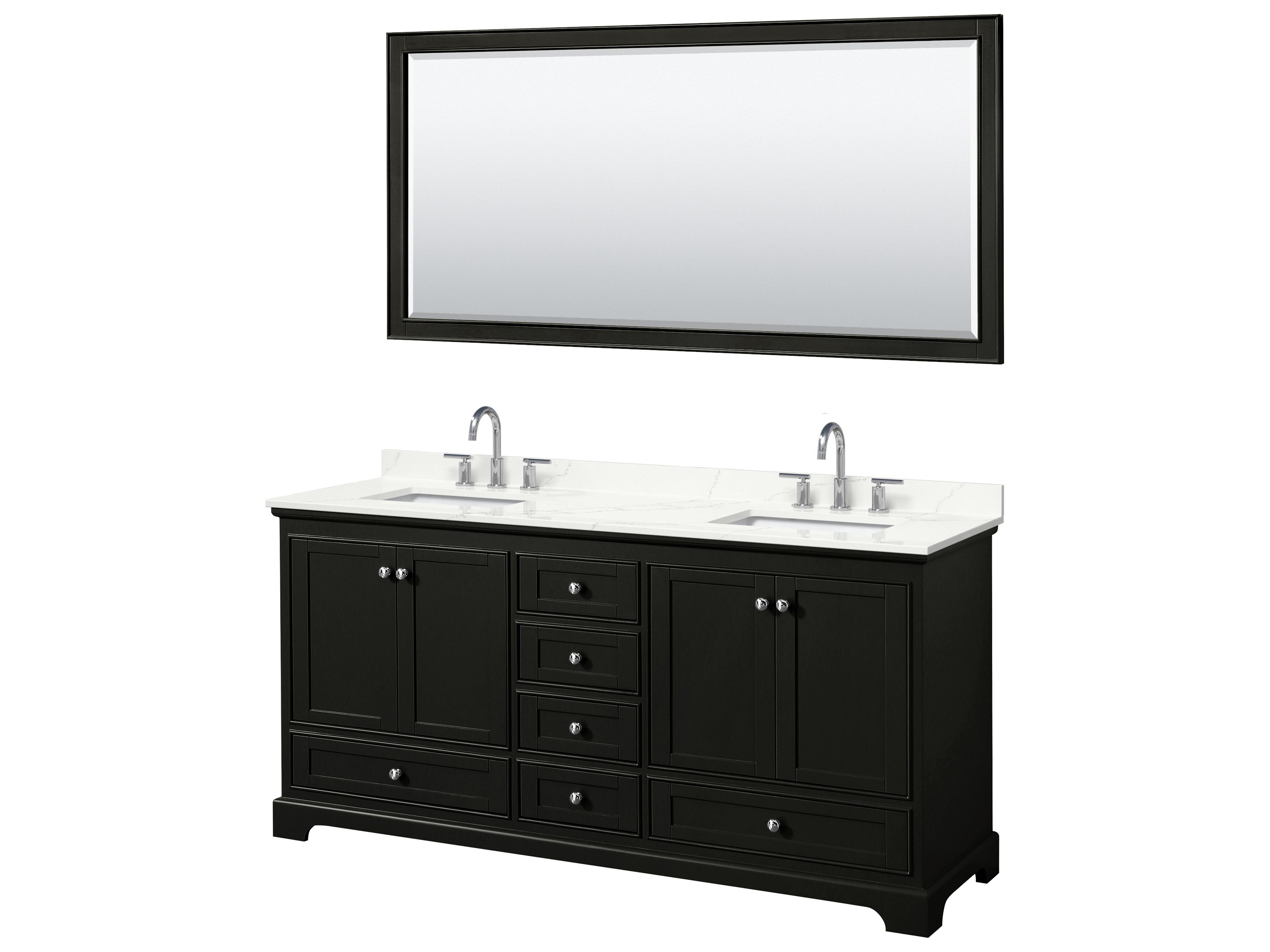 Wyndham Collection Deborah 72" Dark Espresso Vanity with 70" Mirror