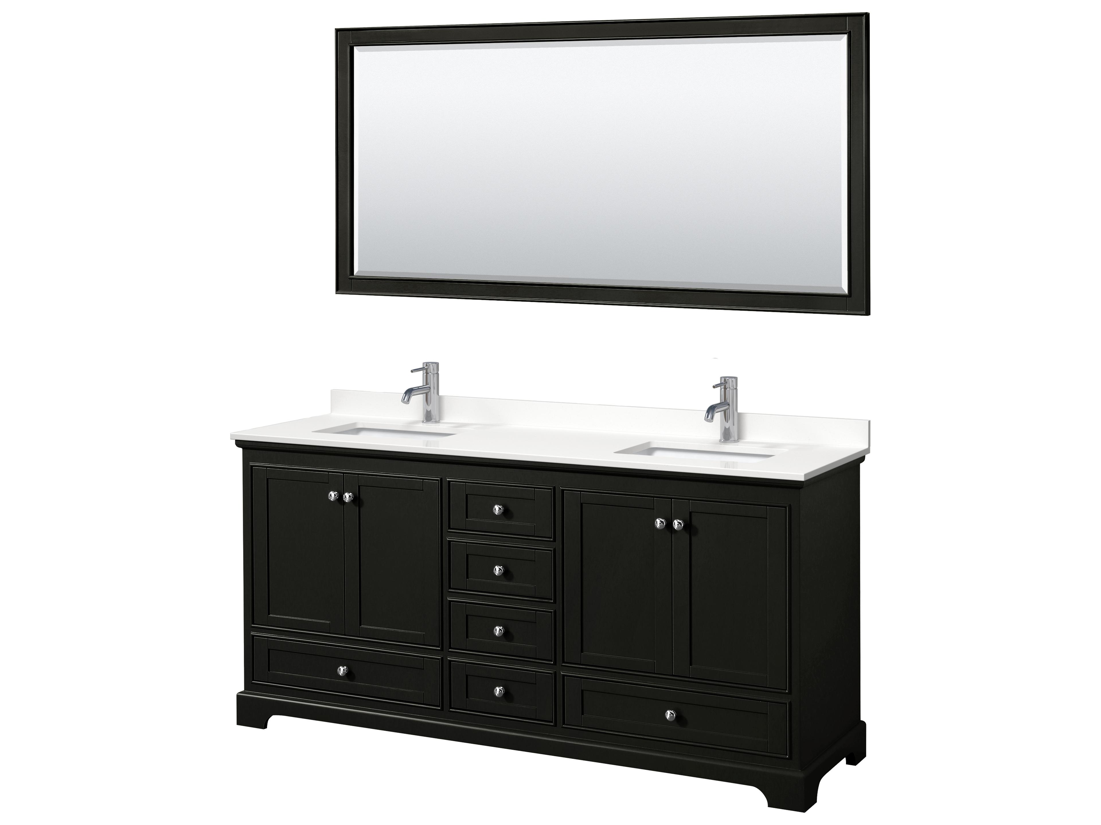 Wyndham Collection Deborah 72" Dark Espresso Vanity with 70" Mirror