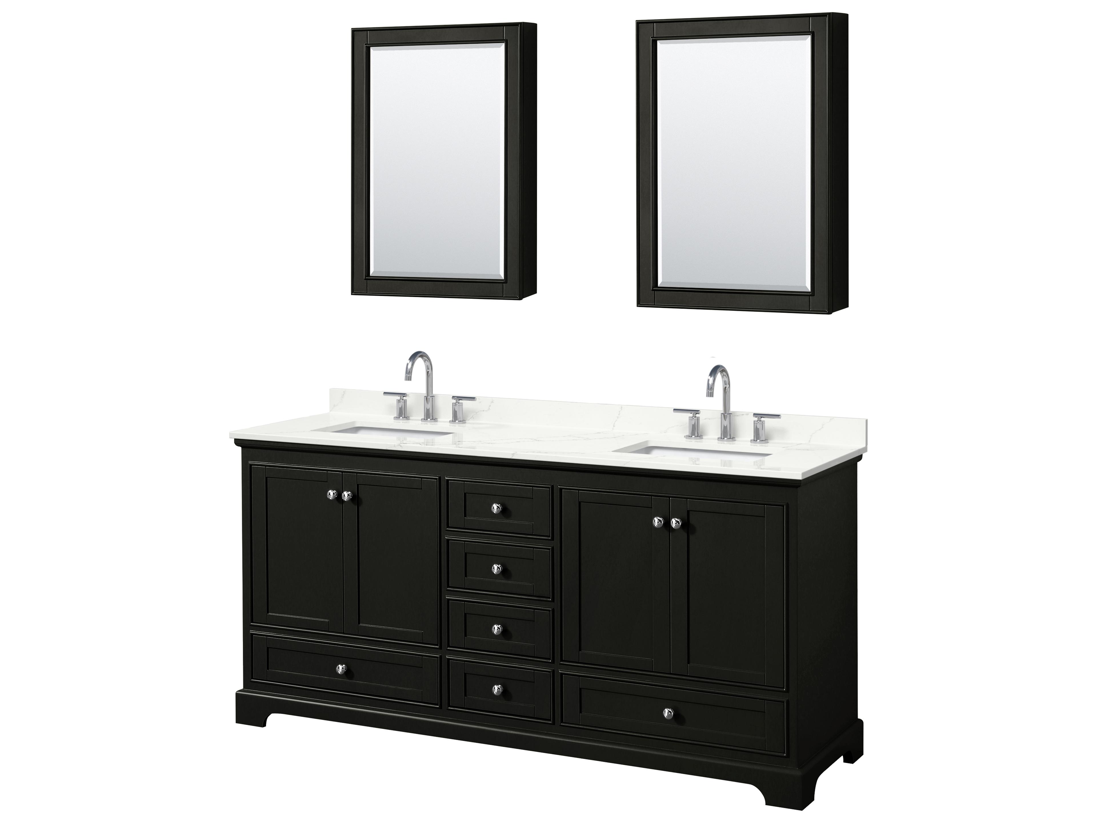 Wyndham Collection Deborah 72" Dark Espresso Vanity with Medicine Cabinet