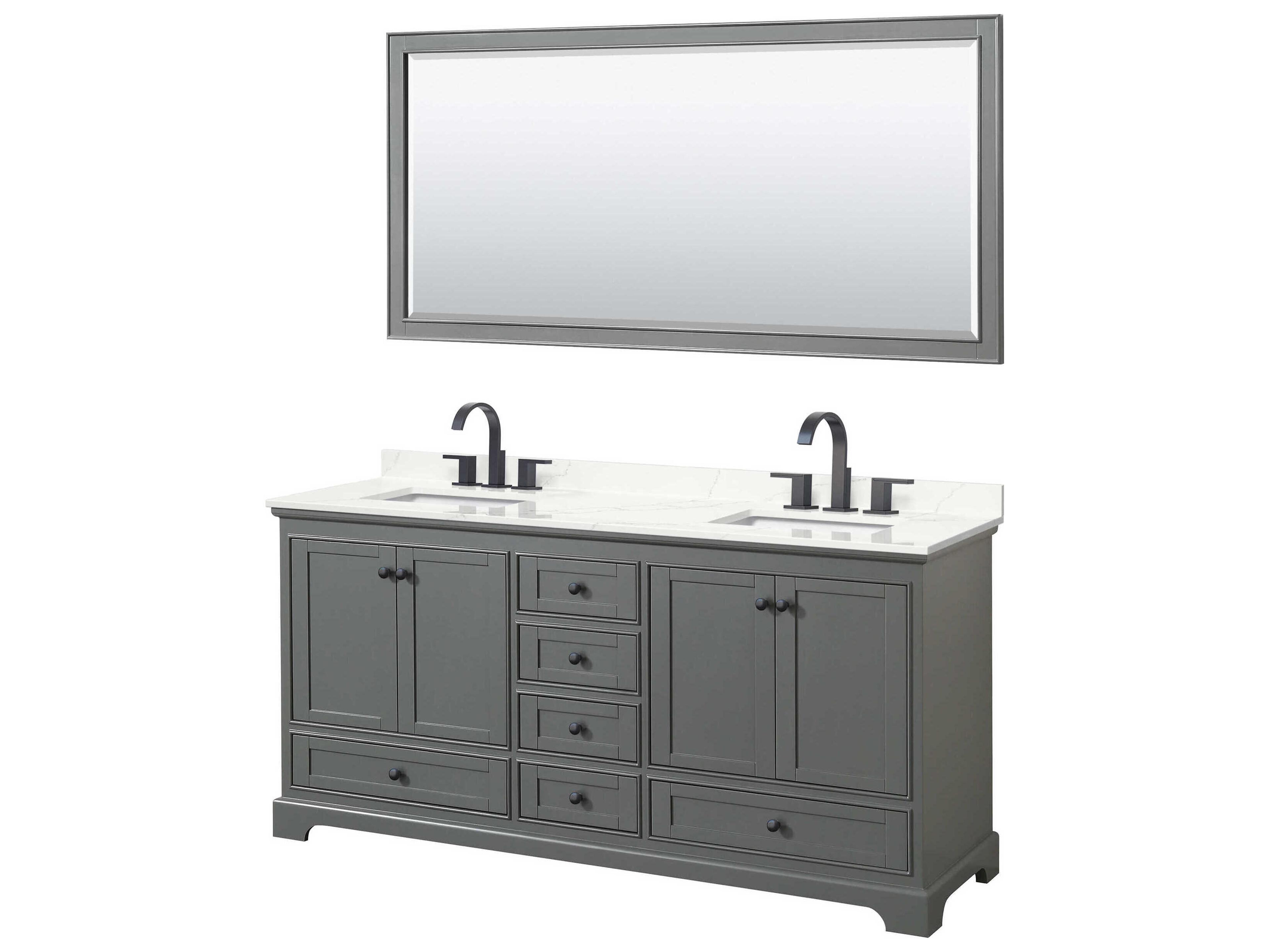 Wyndham Collection Deborah 72" Dark Gray Vanity with 70" Mirror