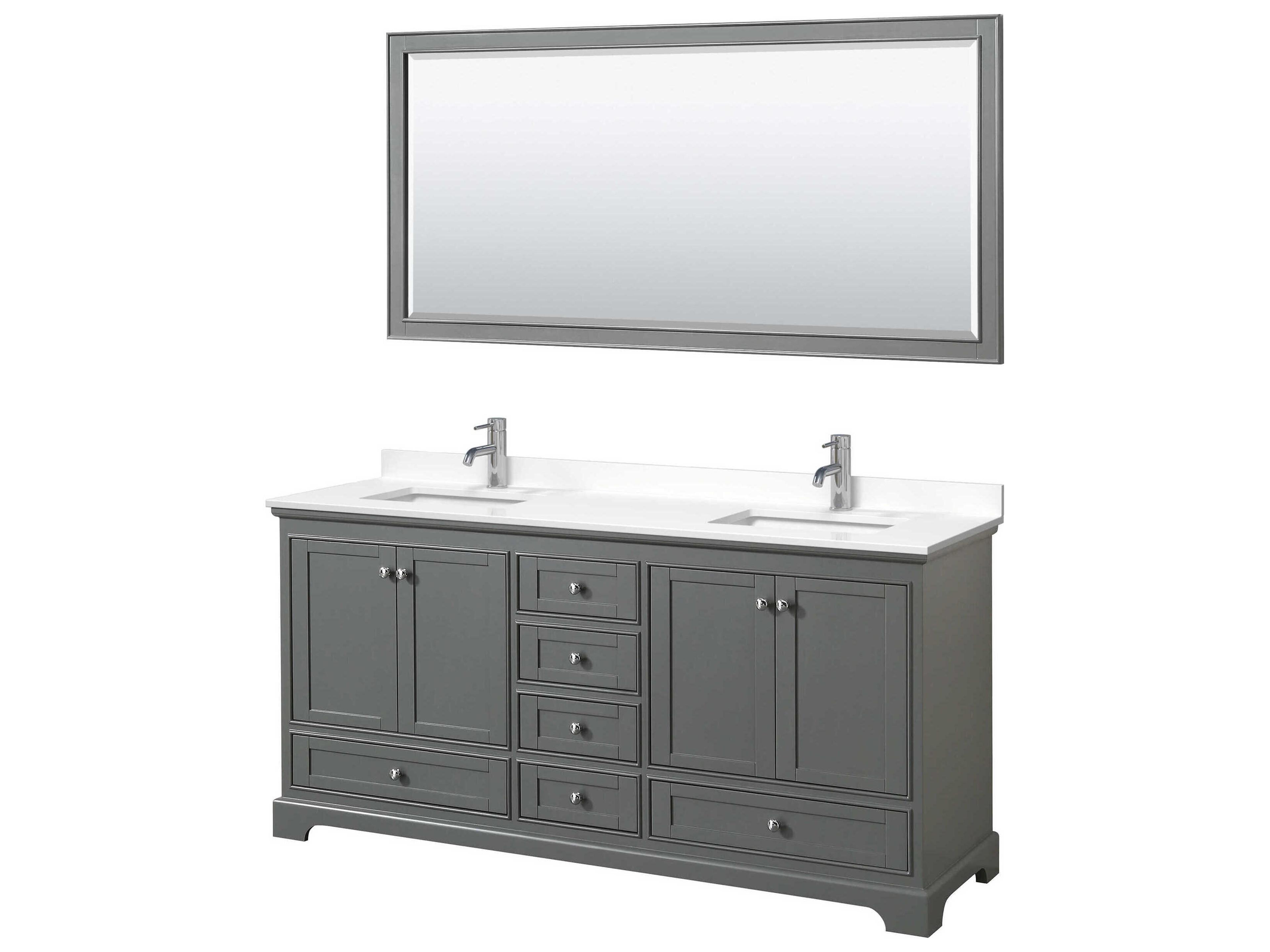 Wyndham Collection Deborah 72" Dark Gray Vanity with 70" Mirror
