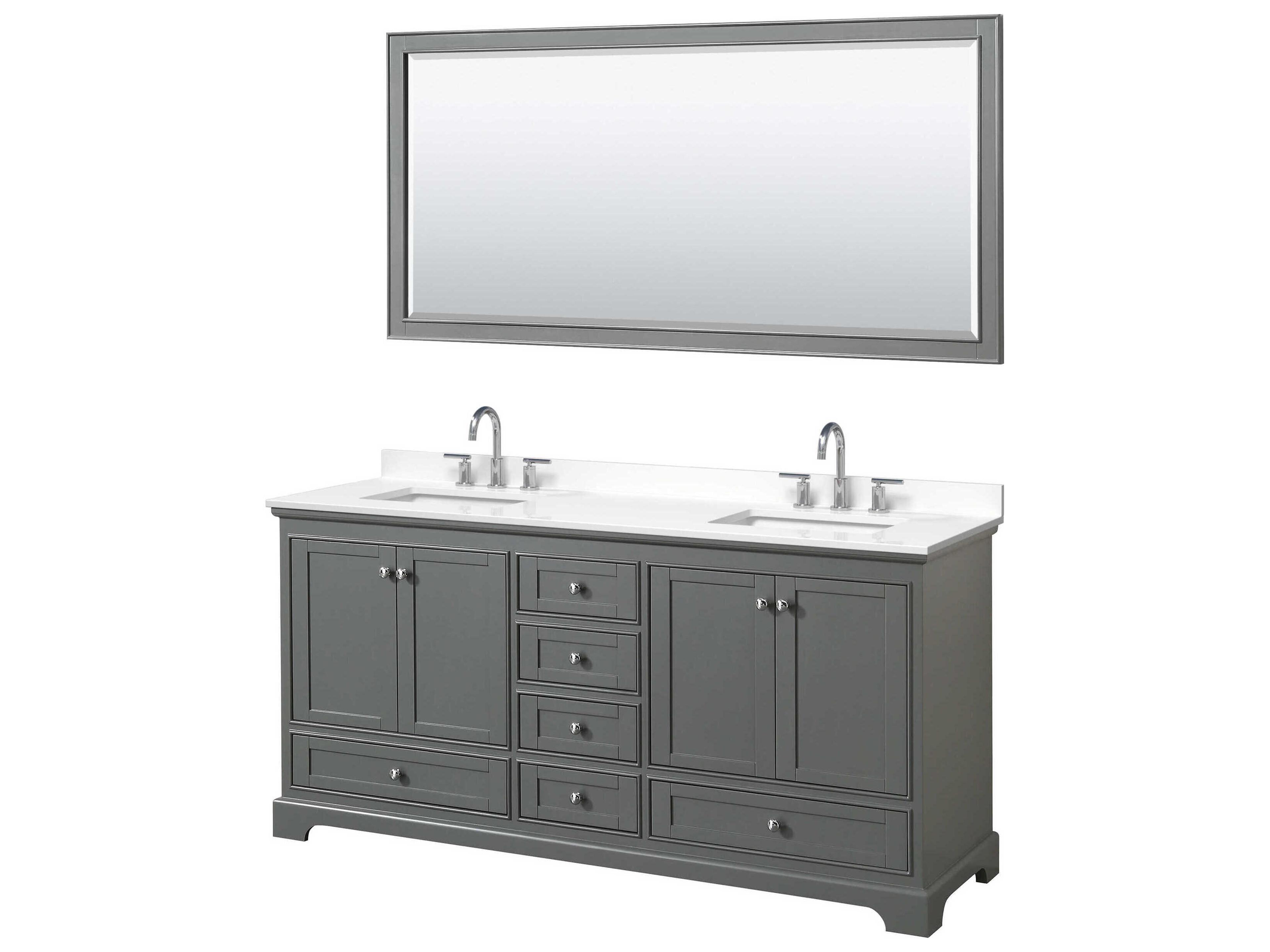 Wyndham Collection Deborah 72" Dark Gray Vanity with 70" Mirror