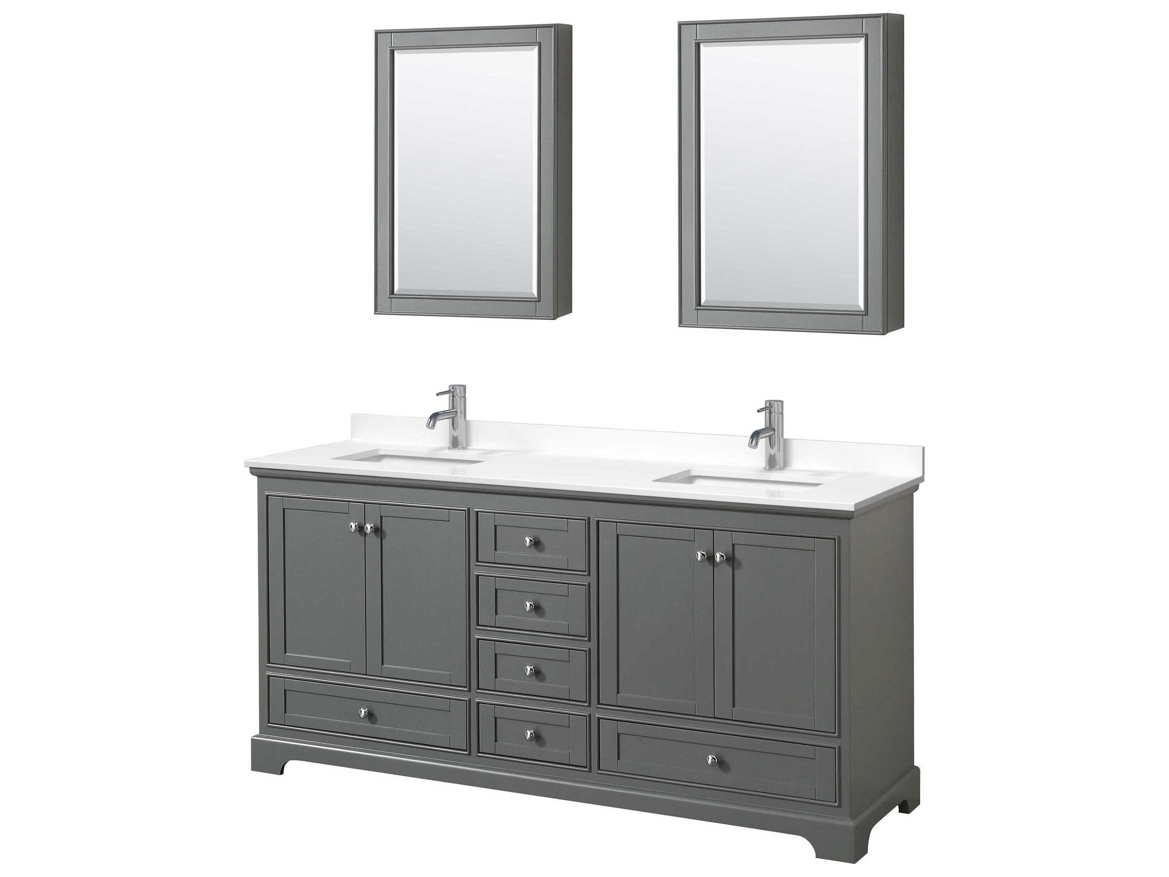 Wyndham Collection Deborah 72" Dark Gray Vanity with Medicine Cabinet