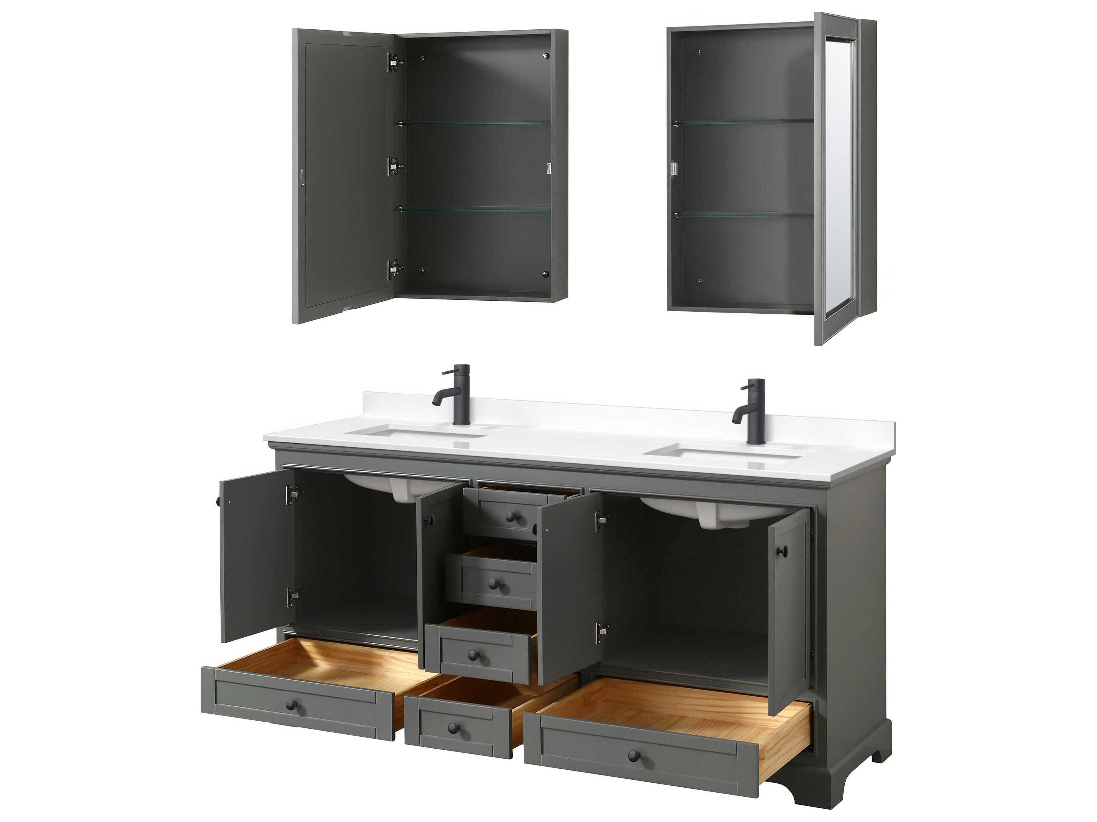 Wyndham Collection Deborah 72" Dark Gray Vanity with Medicine Cabinet