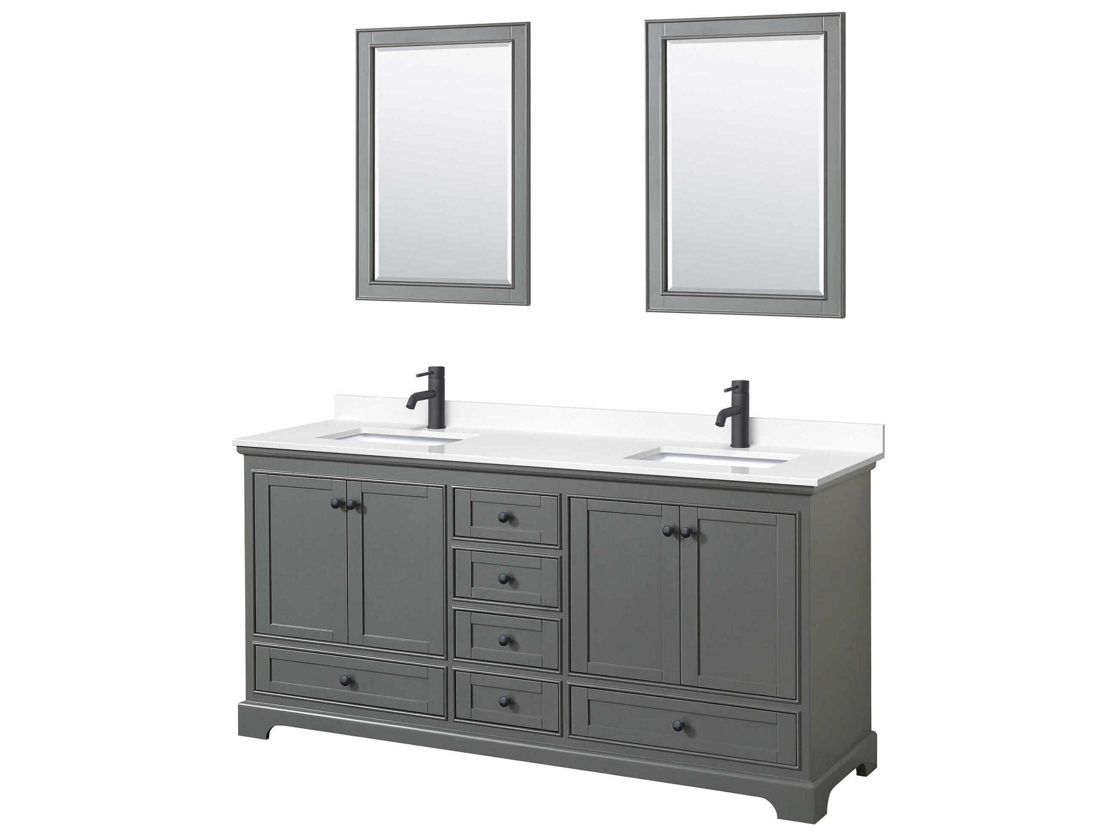 Wyndham Collection Deborah 72" Dark Gray Vanity with 24" Mirror