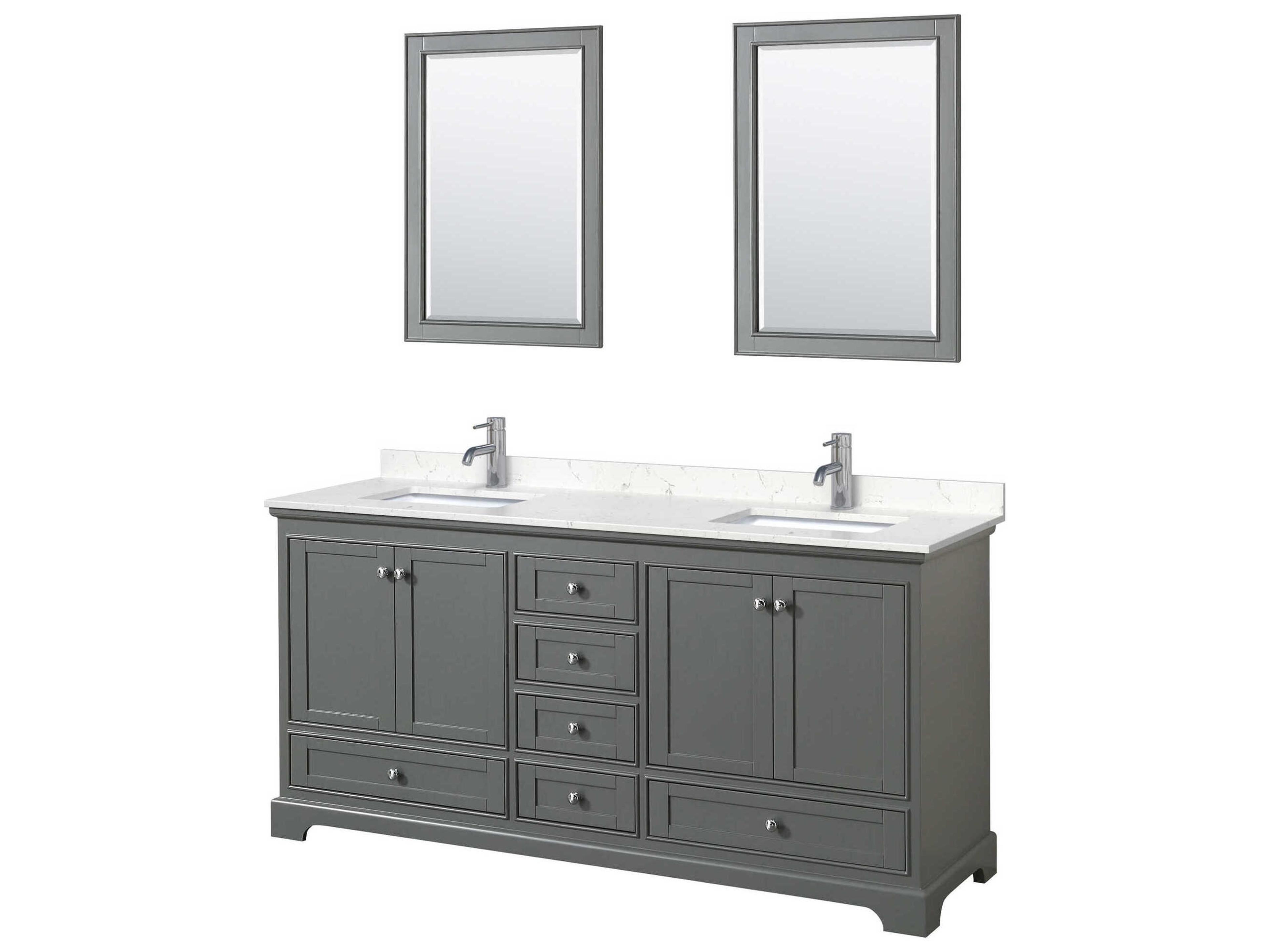 Wyndham Collection Deborah 72" Dark Gray Vanity with 24" Mirror