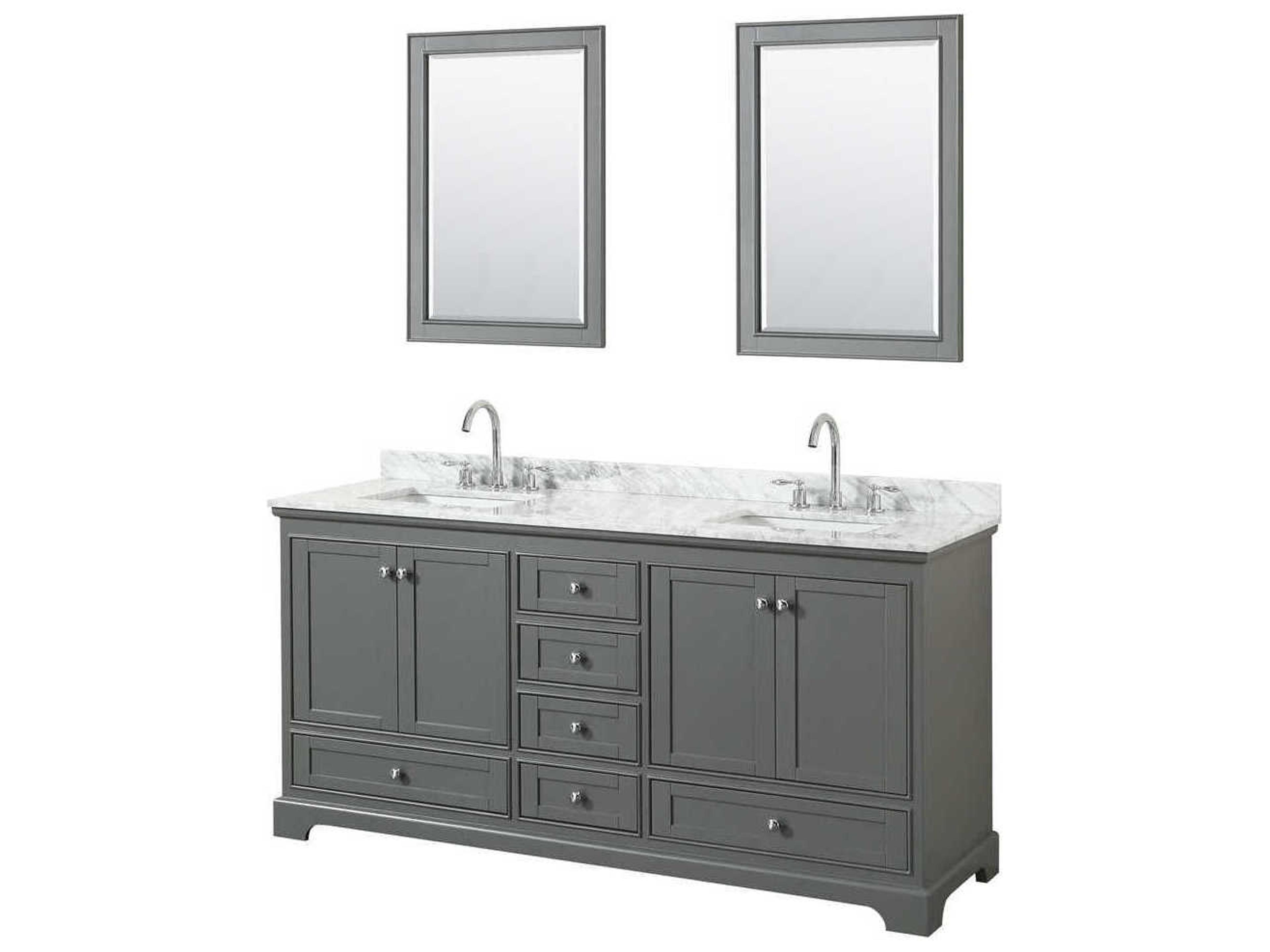 Wyndham Collection Deborah 72" Dark Gray Vanity with 24" Mirror