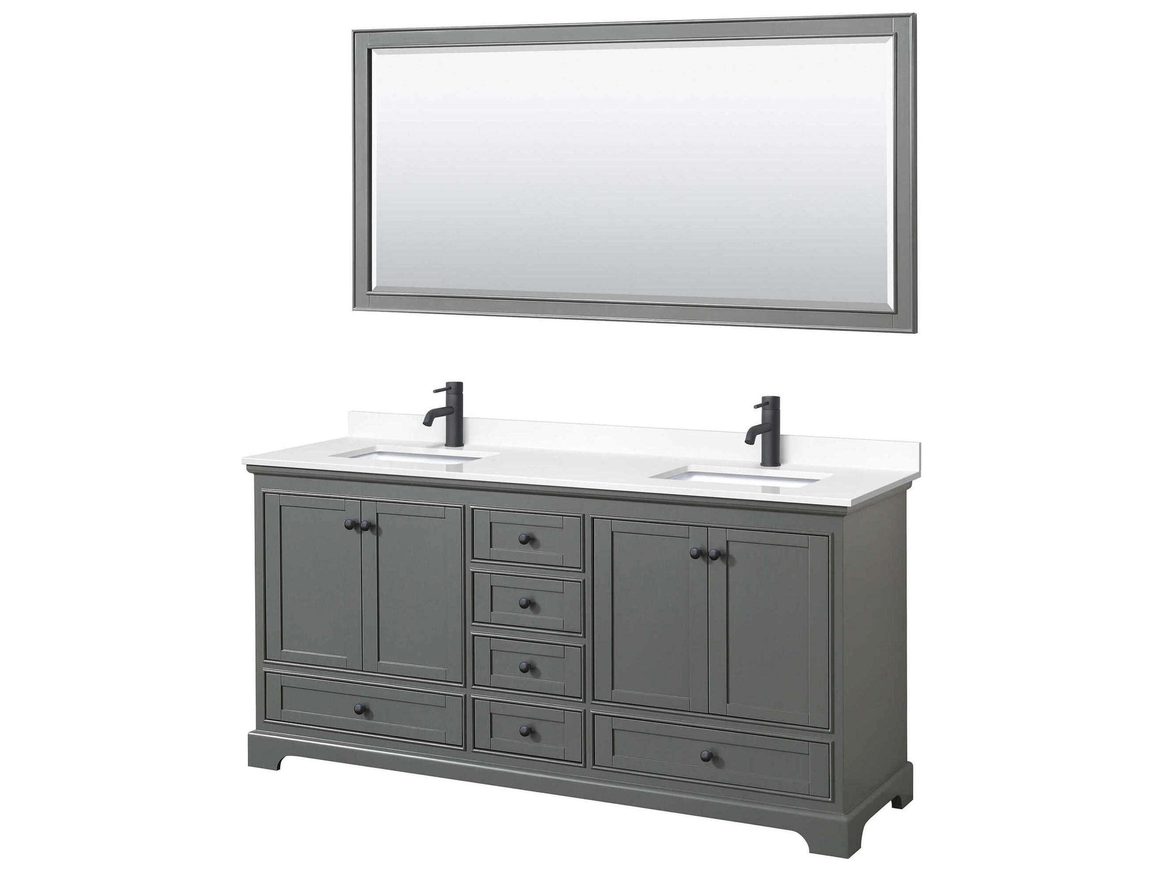 Wyndham Collection Deborah 72" Dark Gray Vanity with 70" Mirror