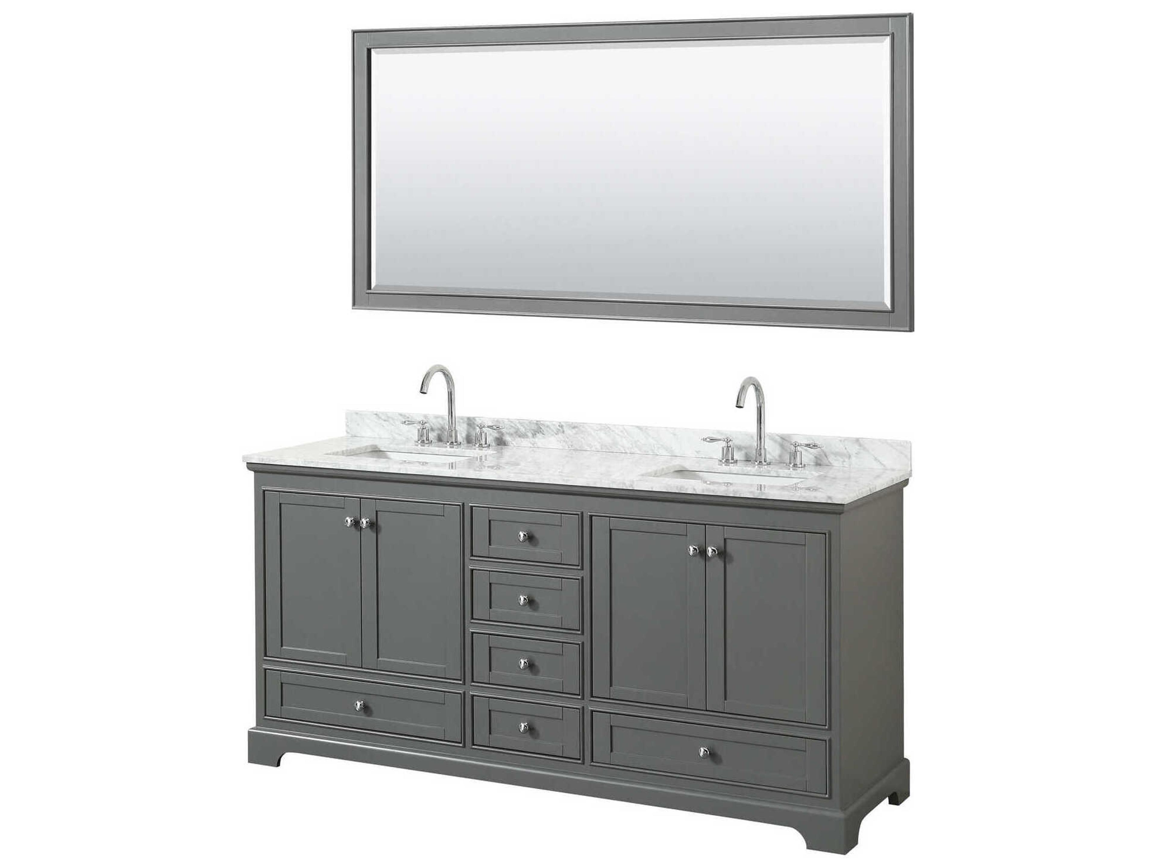 Wyndham Collection Deborah 72" Dark Gray Vanity with 70" Mirror
