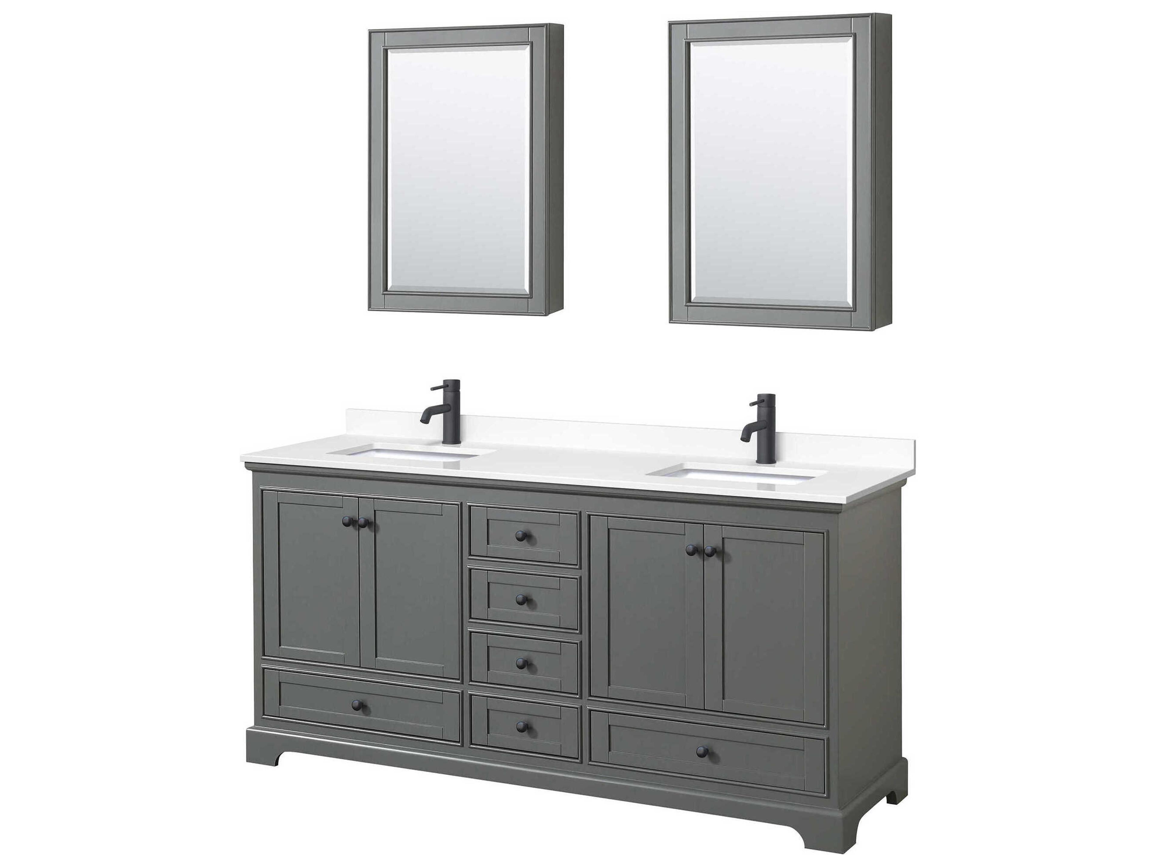 Wyndham Collection Deborah 72" Dark Gray Vanity with Medicine Cabinet