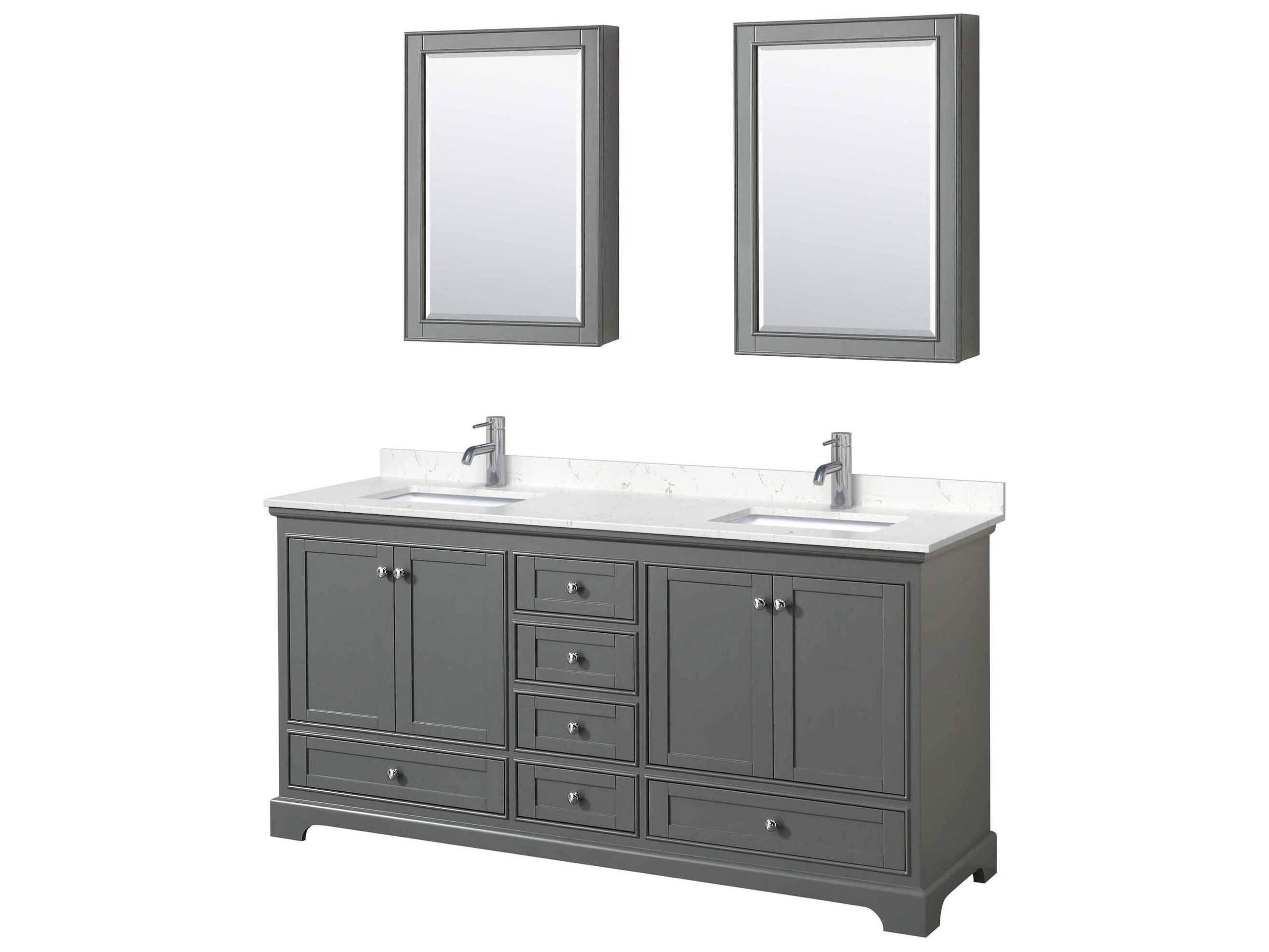 Wyndham Collection Deborah 72" Dark Gray Vanity with Medicine Cabinet