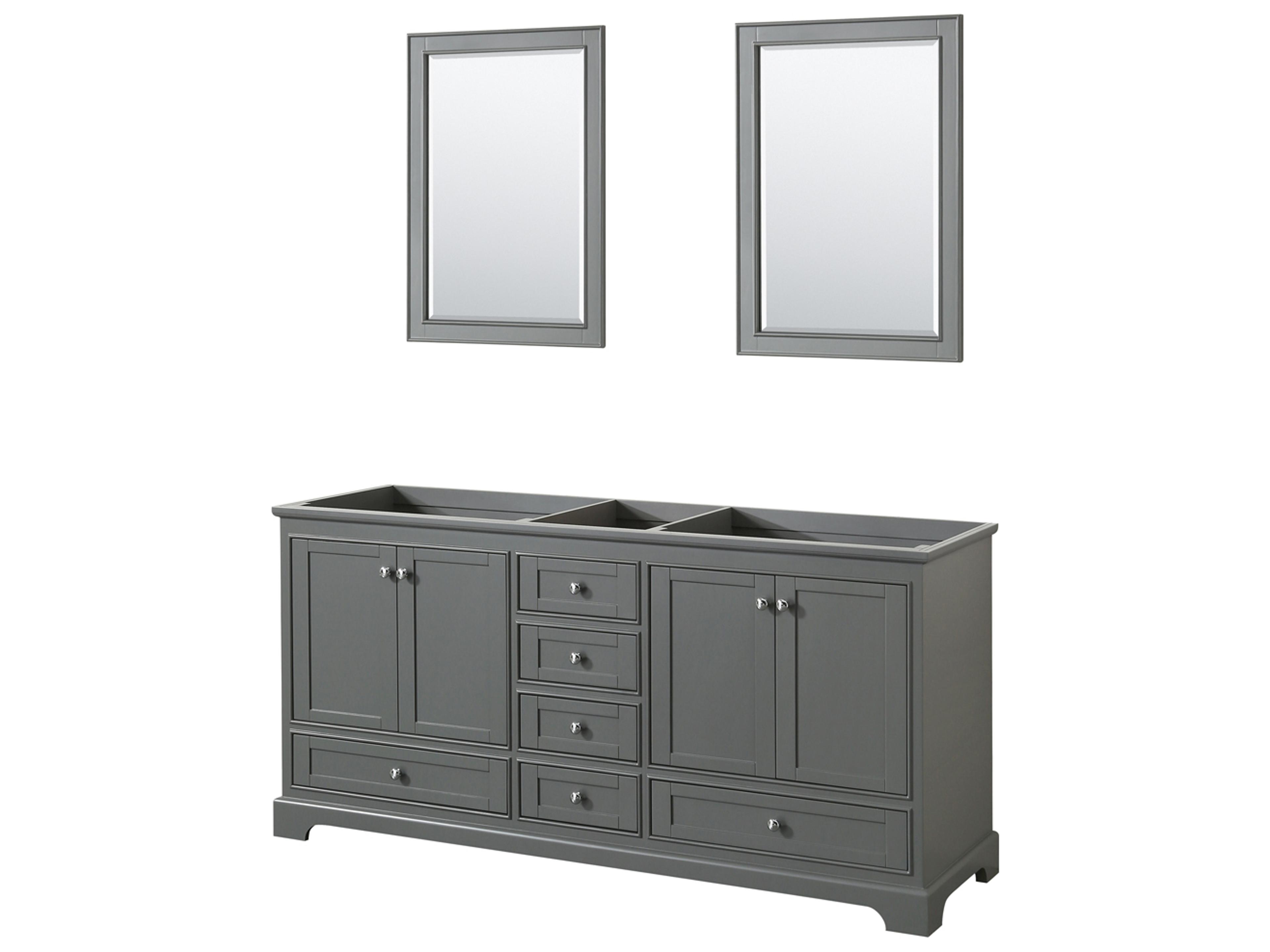 Wyndham Collection Deborah 71" Dark Gray Vanity with 24" Mirror