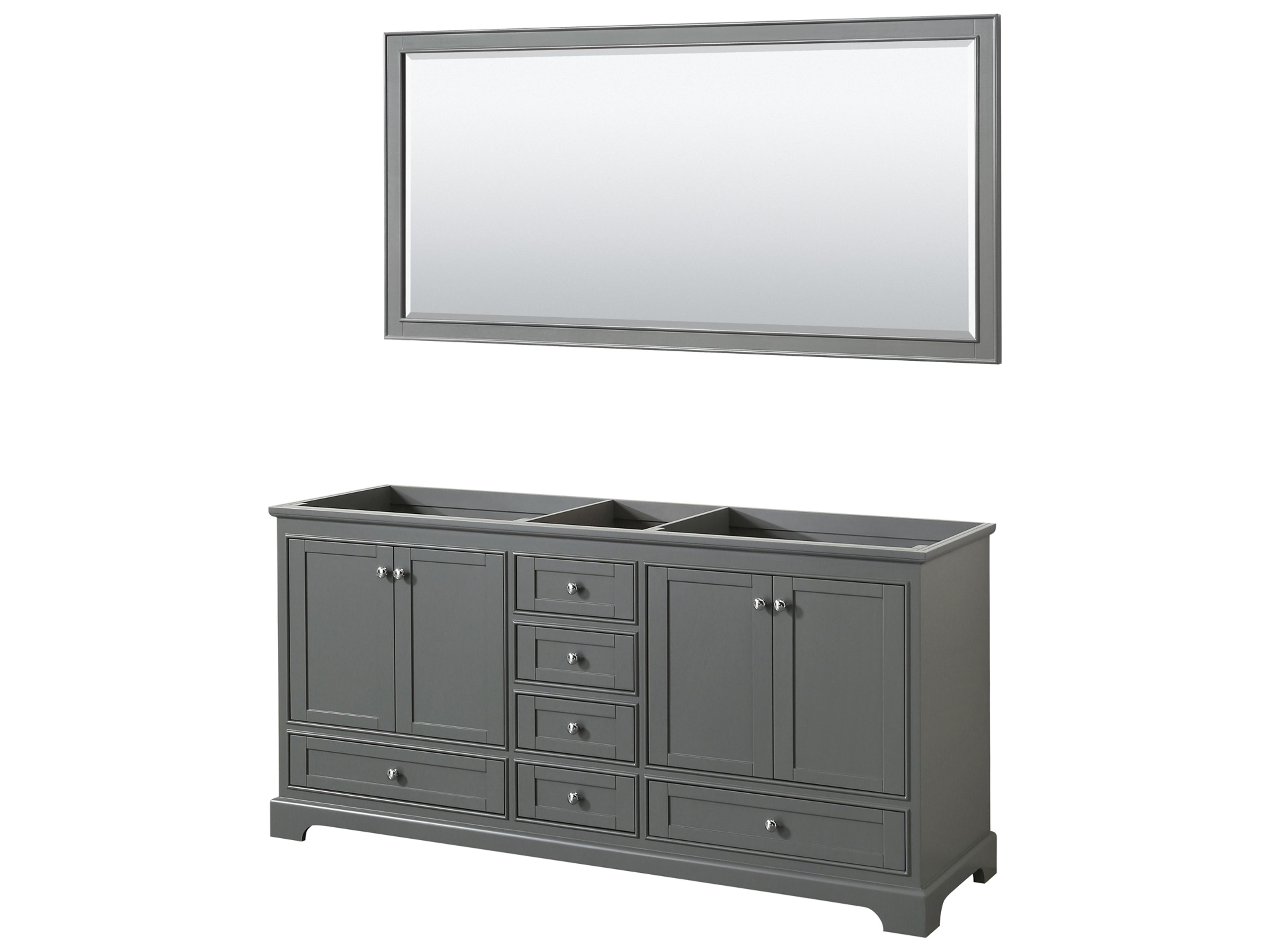 Wyndham Collection Deborah 71" Dark Gray Vanity with 70" Mirror