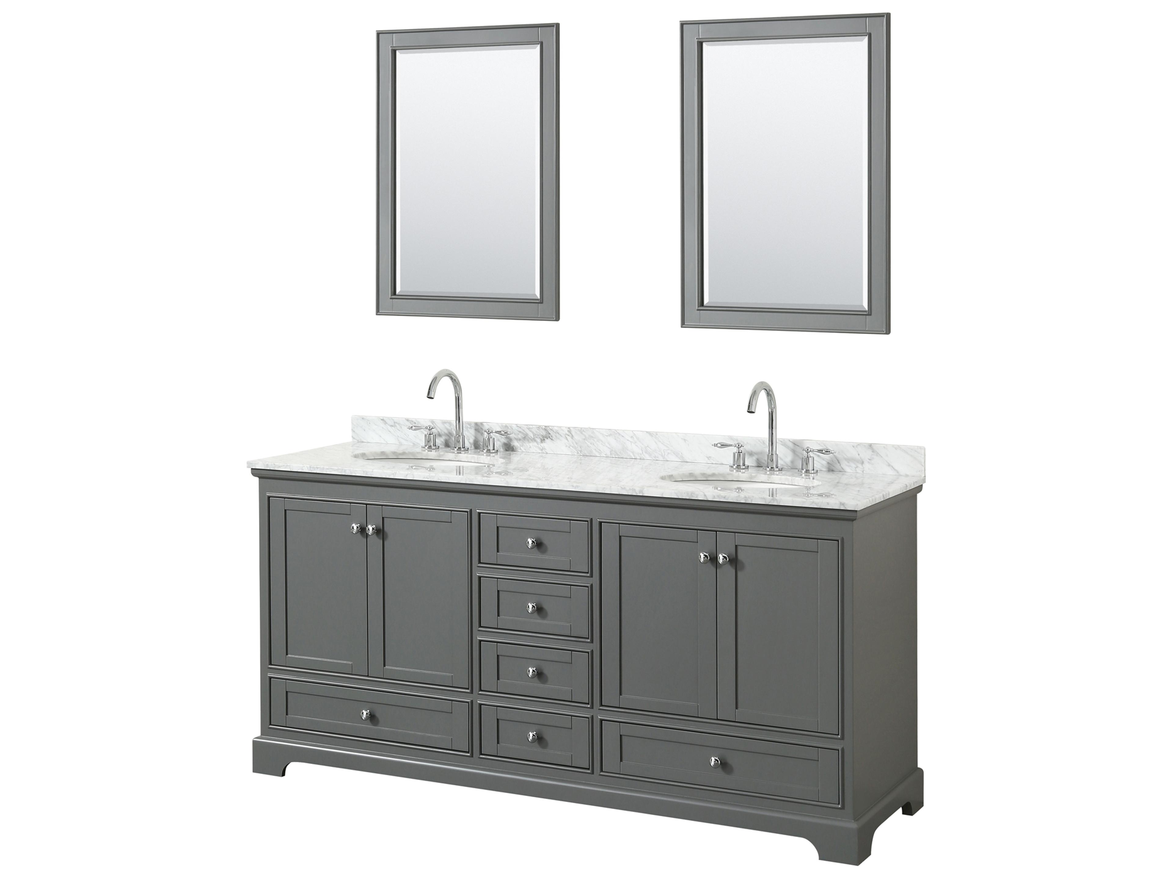Wyndham Collection Deborah 72" Dark Gray Vanity with 24" Mirror