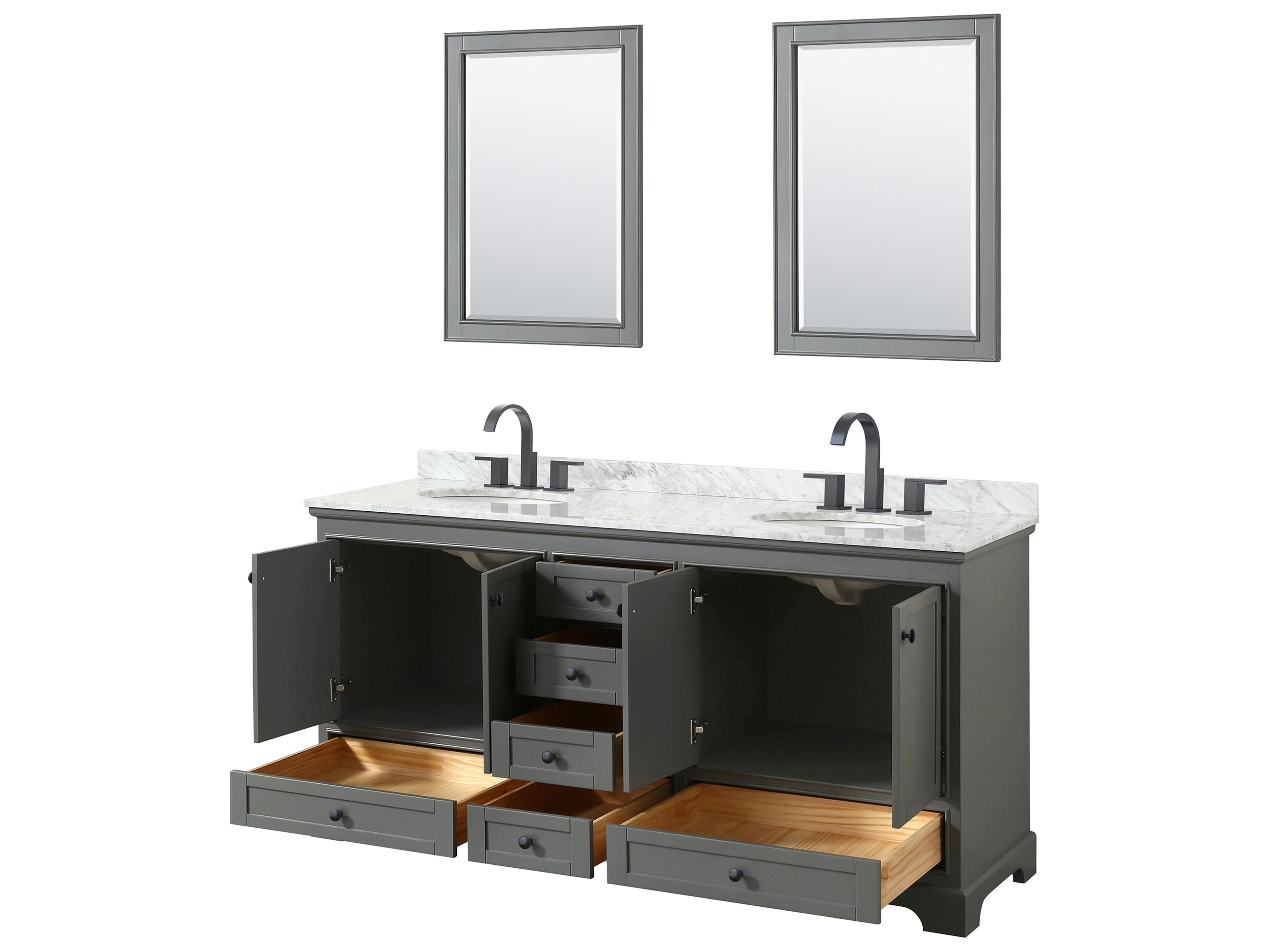 Wyndham Collection Deborah 72" Dark Gray Vanity with 24" Mirror