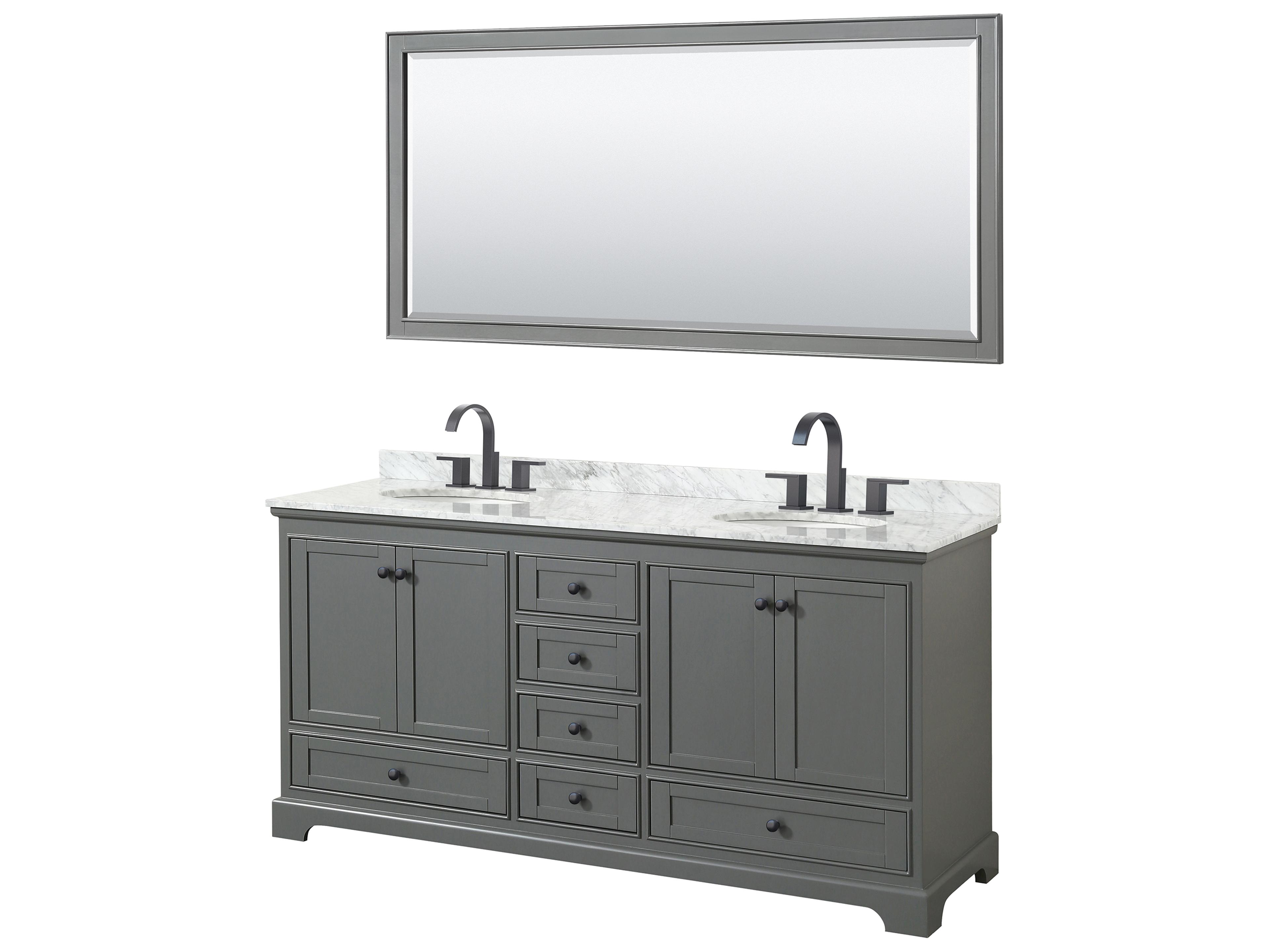 Deborah 72" Dark Gray Vanity with 70" Mirror