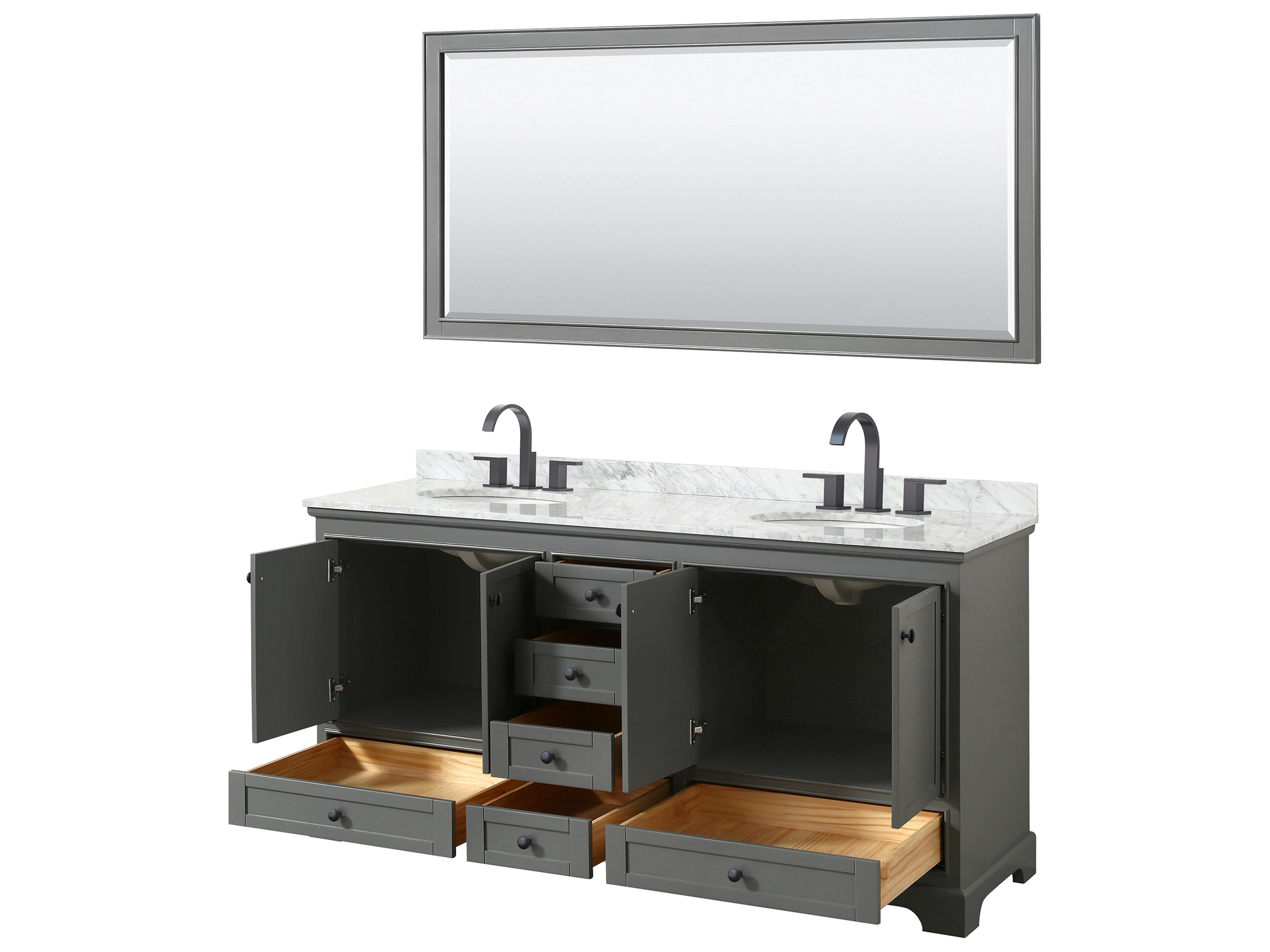 Wyndham Collection Deborah 72" Dark Gray Vanity with 70" Mirror