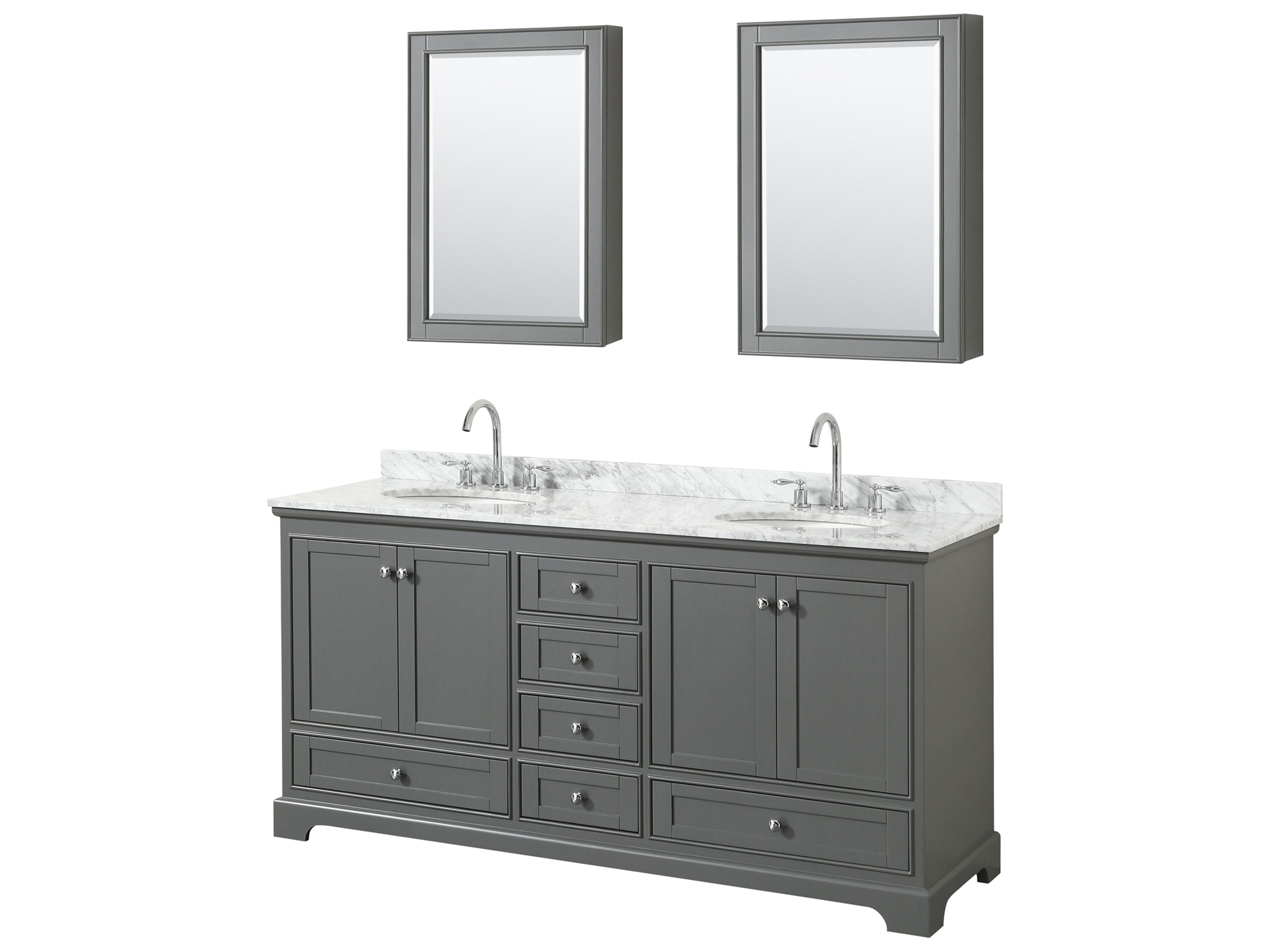 Wyndham Collection Deborah 72" Dark Gray Vanity with Medicine Cabinet
