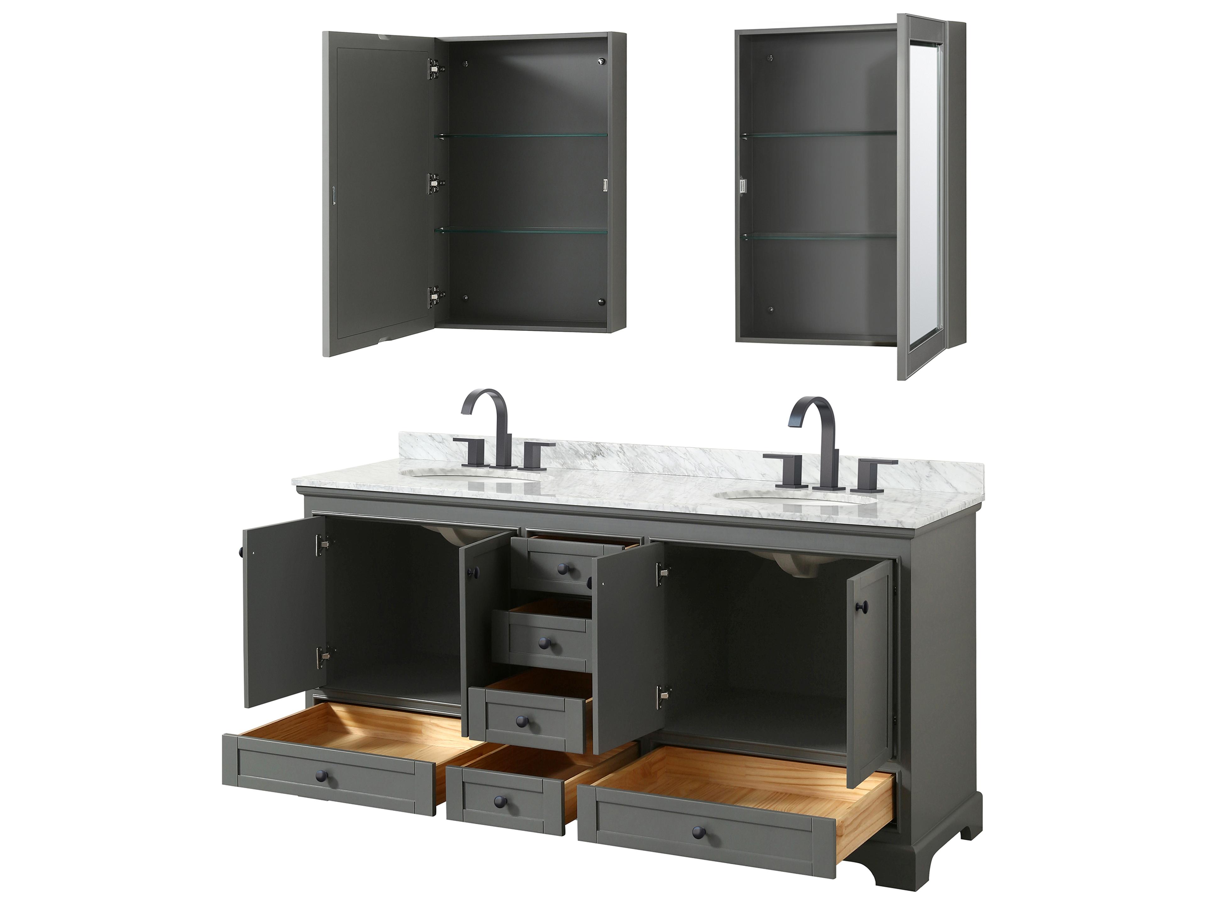 Wyndham Collection Deborah 72" Dark Gray Vanity with Medicine Cabinet