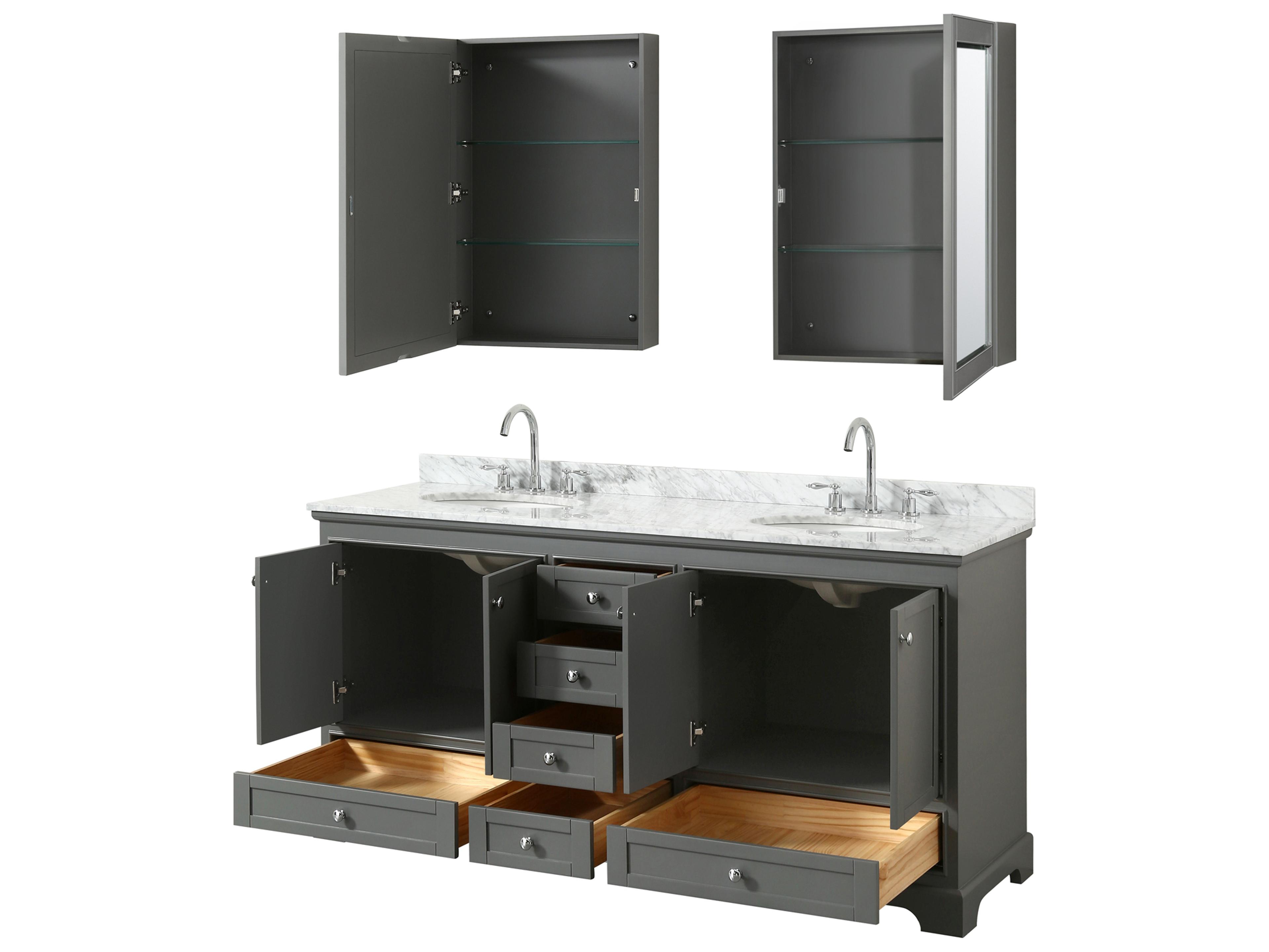 Wyndham Collection Deborah 72" Dark Gray Vanity with Medicine Cabinet
