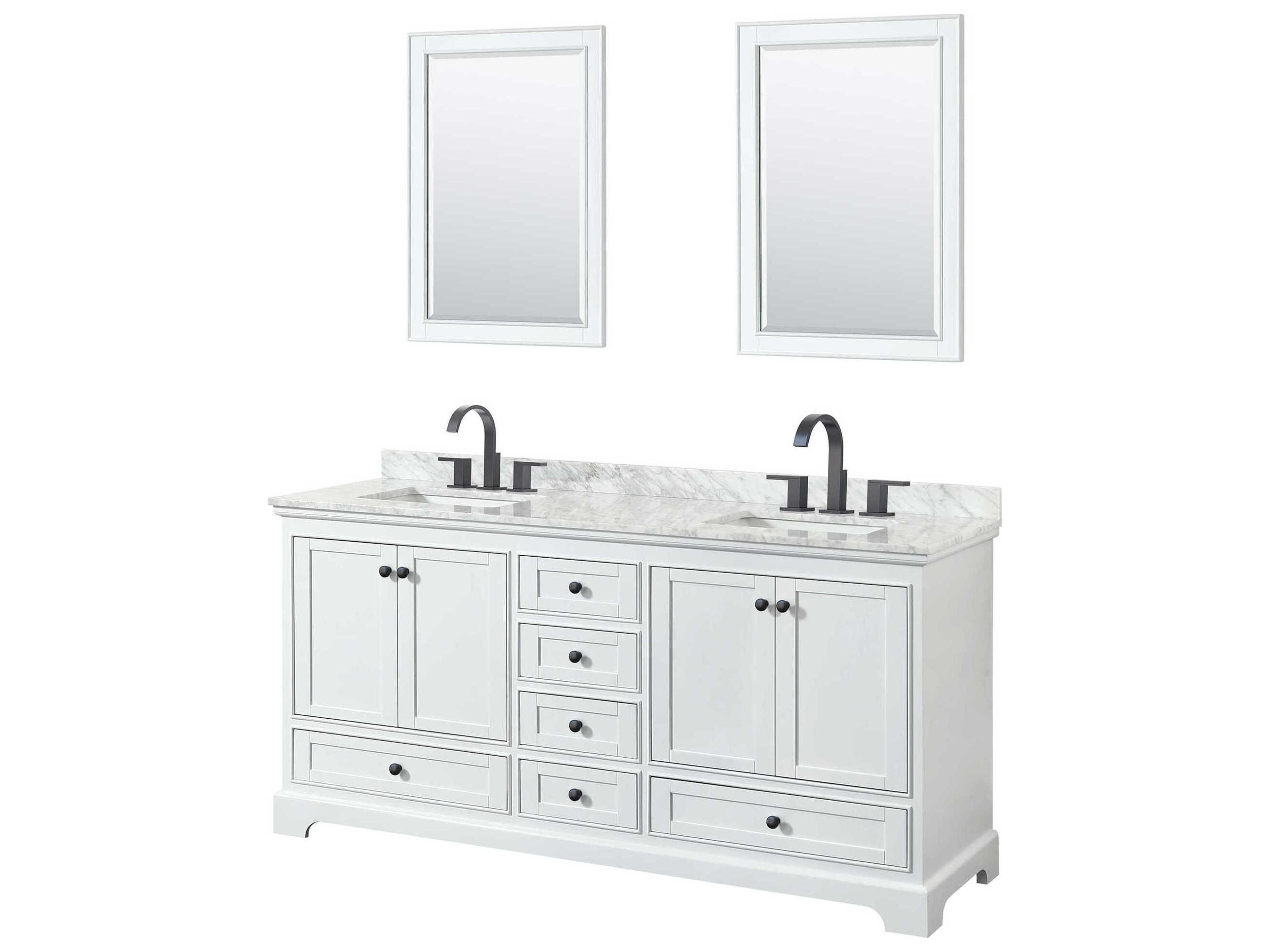 Wyndham Collection Deborah 72" White Vanity with 24" Mirror