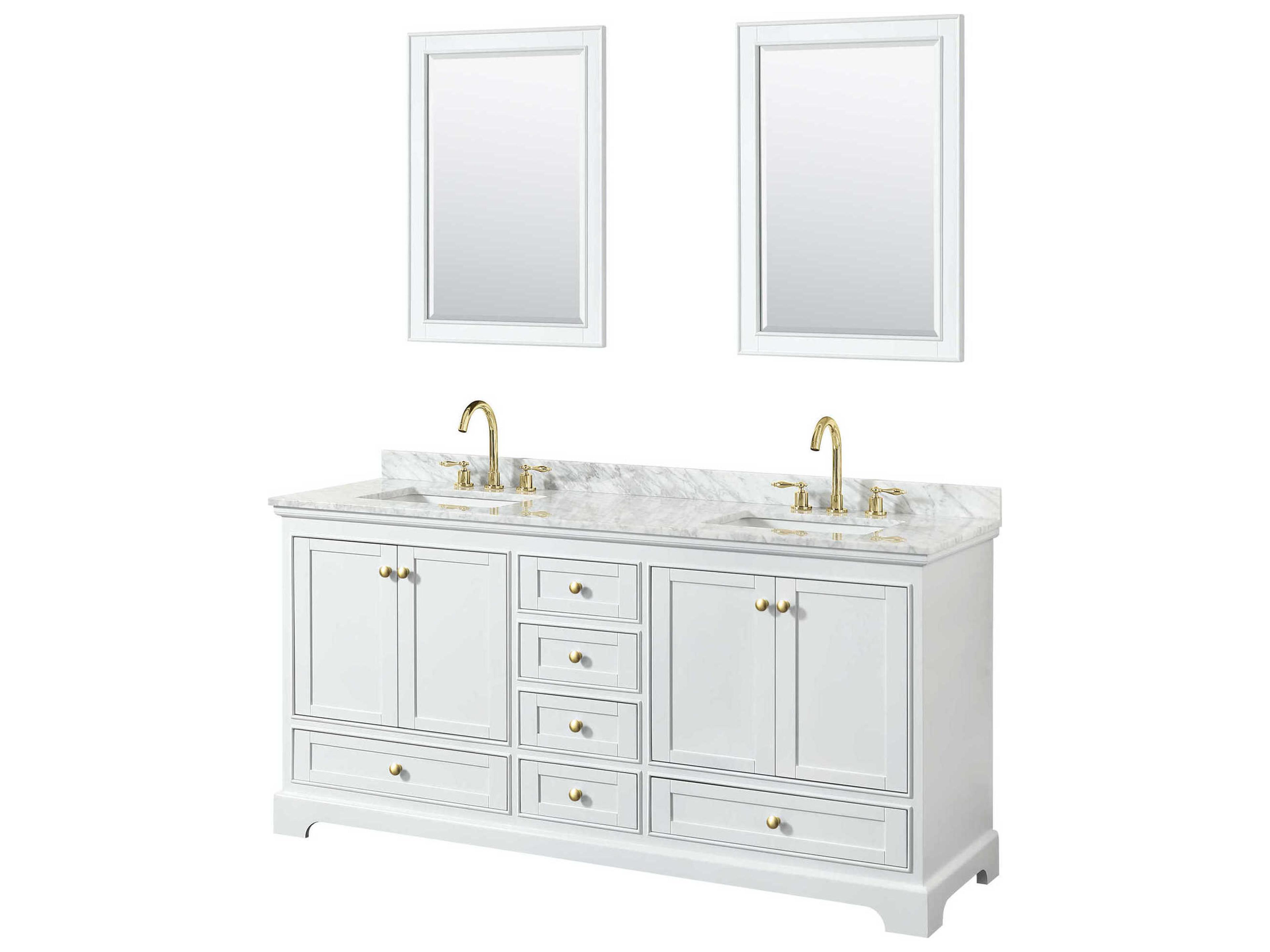 Wyndham Collection Deborah 72" White Vanity with 24" Mirror
