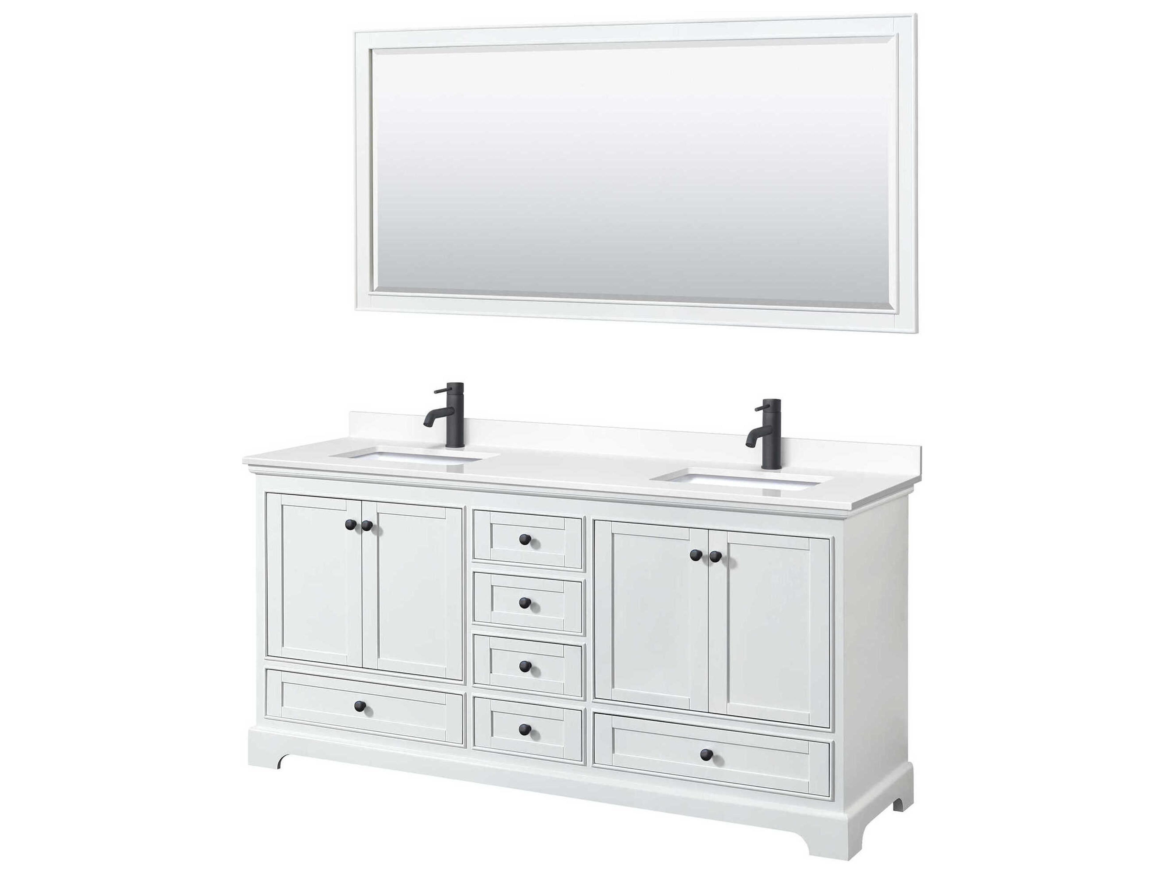 Wyndham Collection Deborah 72" White Vanity with 70" Mirror
