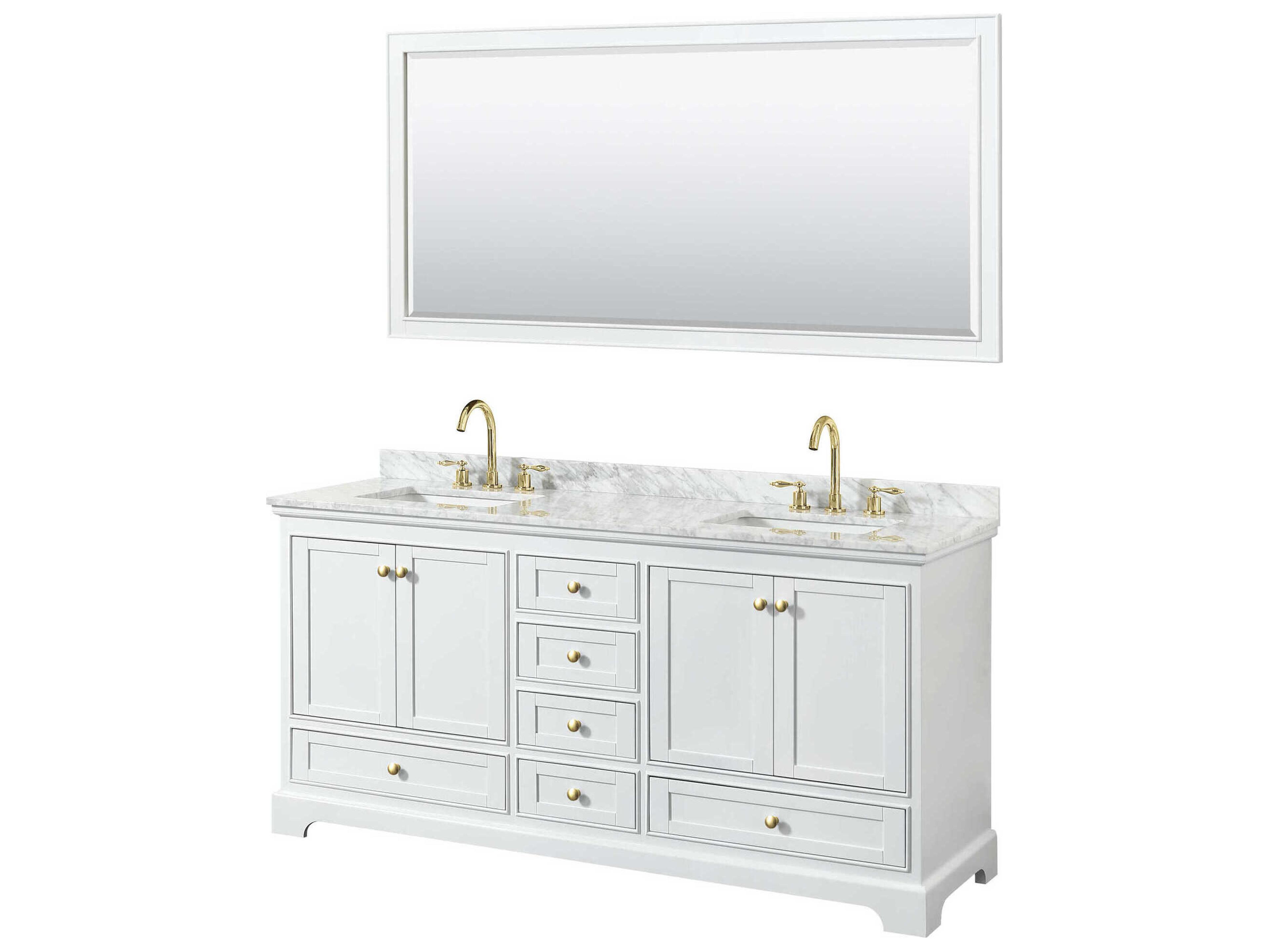Wyndham Collection Deborah 72" White Vanity with 70" Mirror