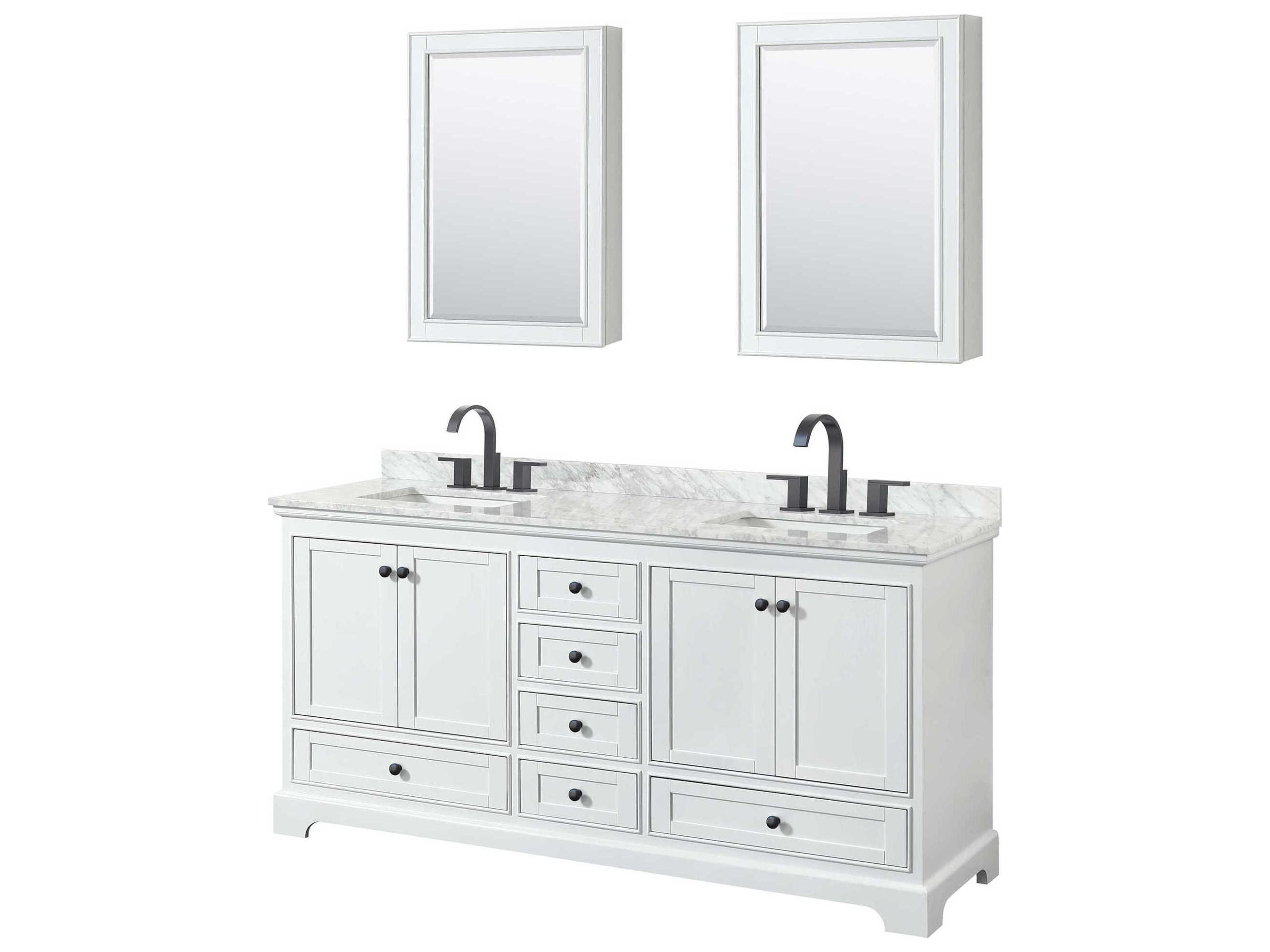 Wyndham Collection Deborah 72" White Vanity with Medicine Cabinet