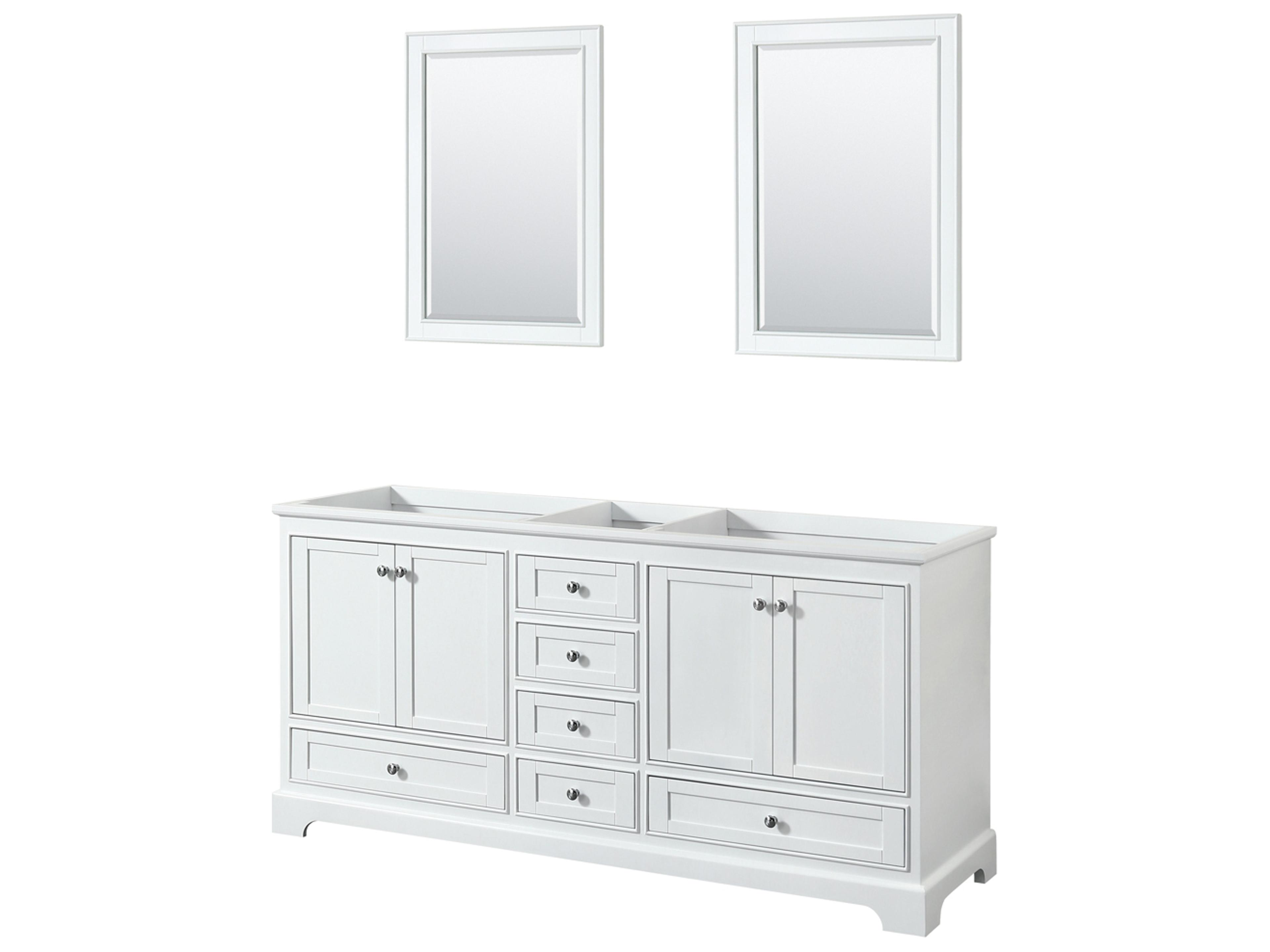 Wyndham Collection Deborah 71" White Vanity with 24" Mirror