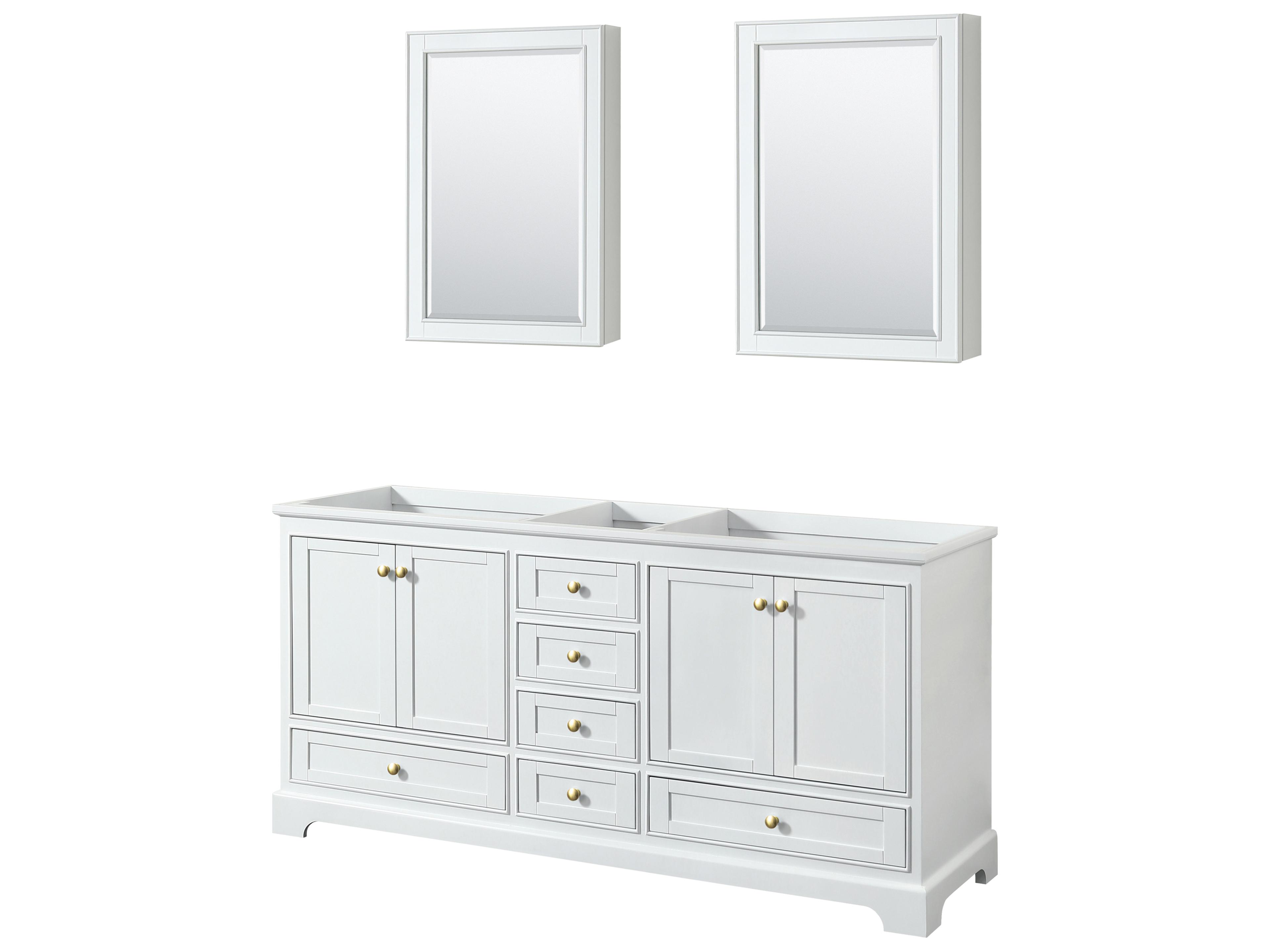 Wyndham Collection Deborah 71" White Vanity with Medicine Cabinet
