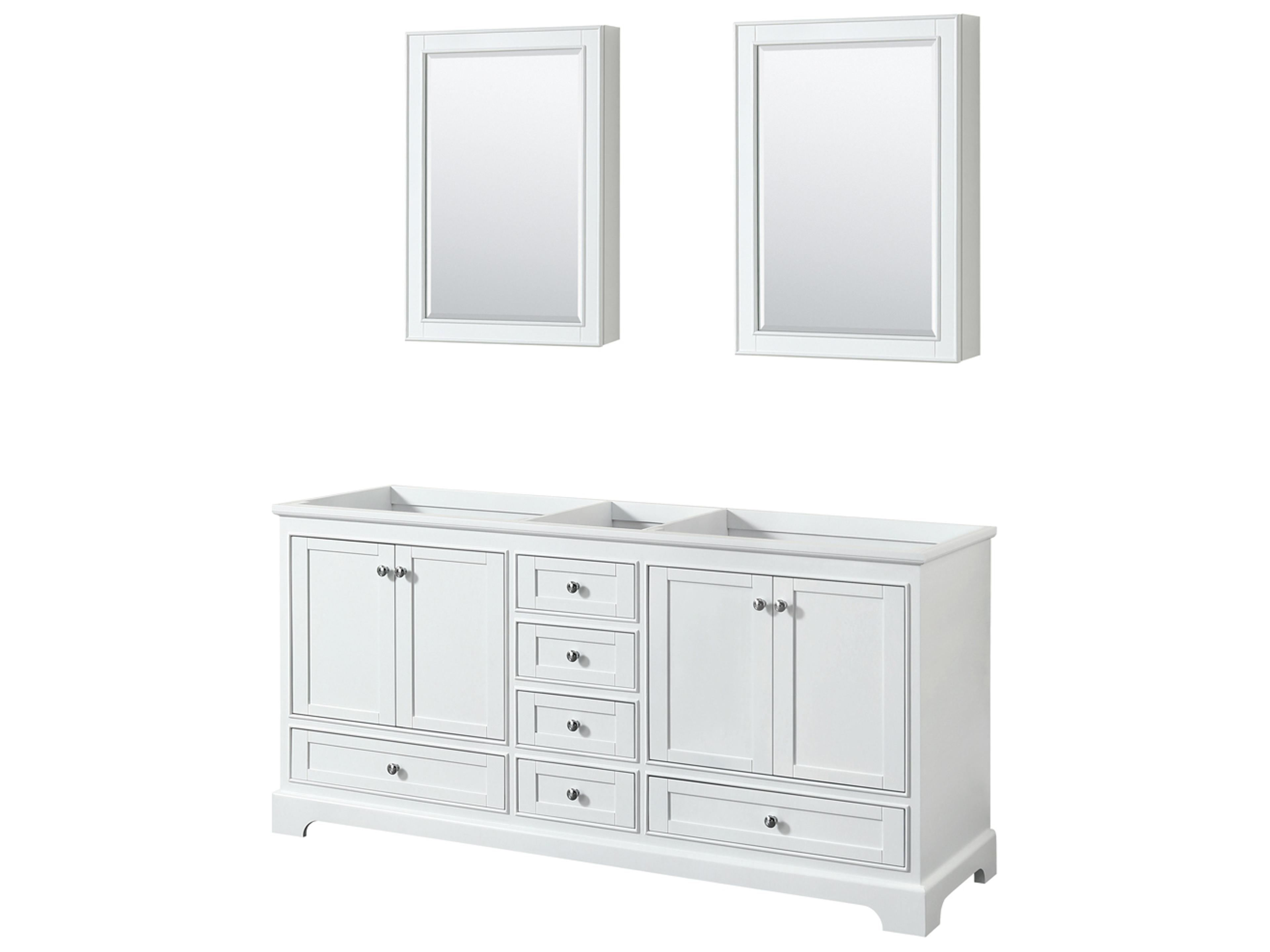 Wyndham Collection Deborah 71" White Vanity with Medicine Cabinet