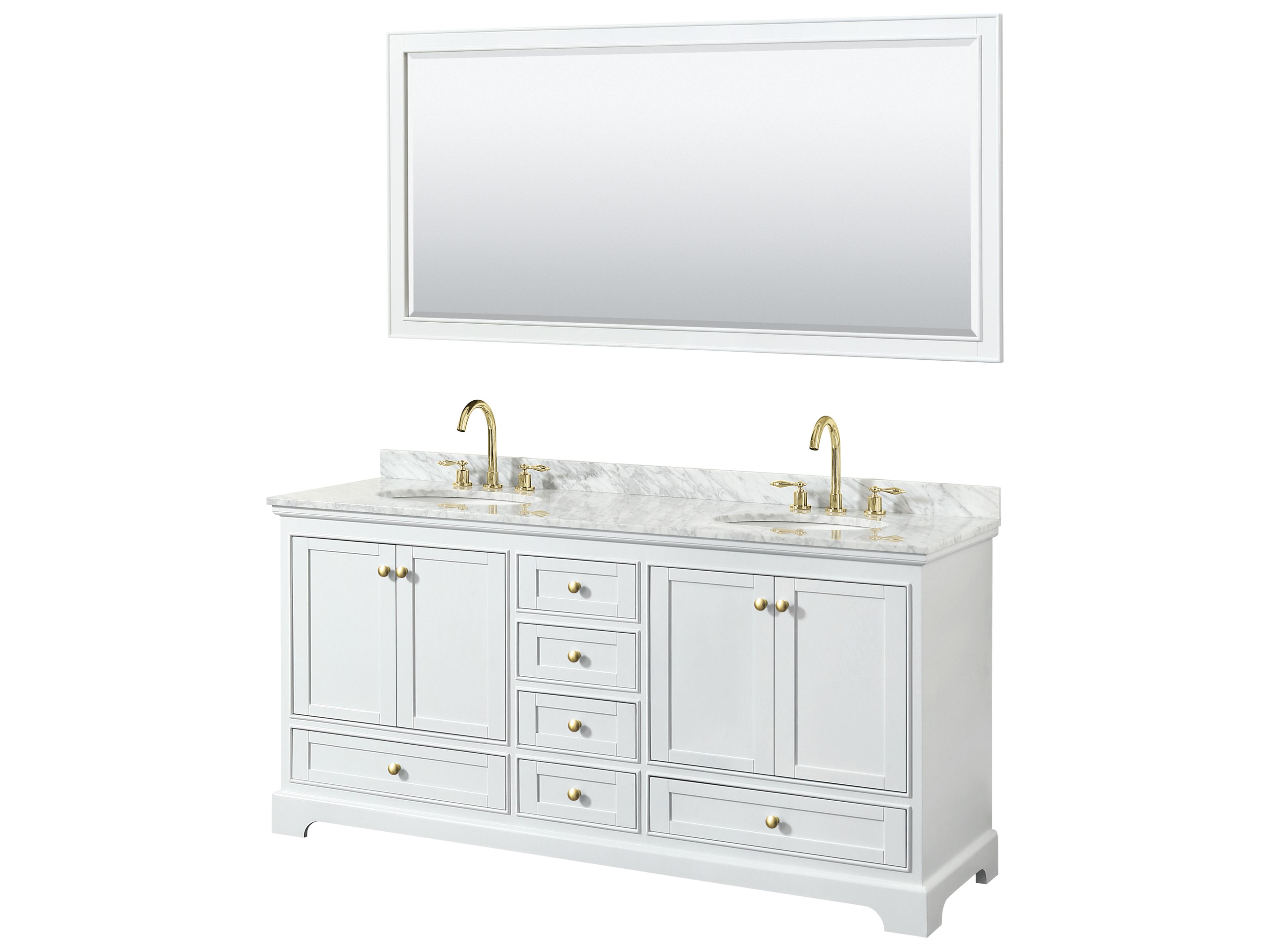 Wyndham Collection Deborah 72" White Vanity with 70" Mirror