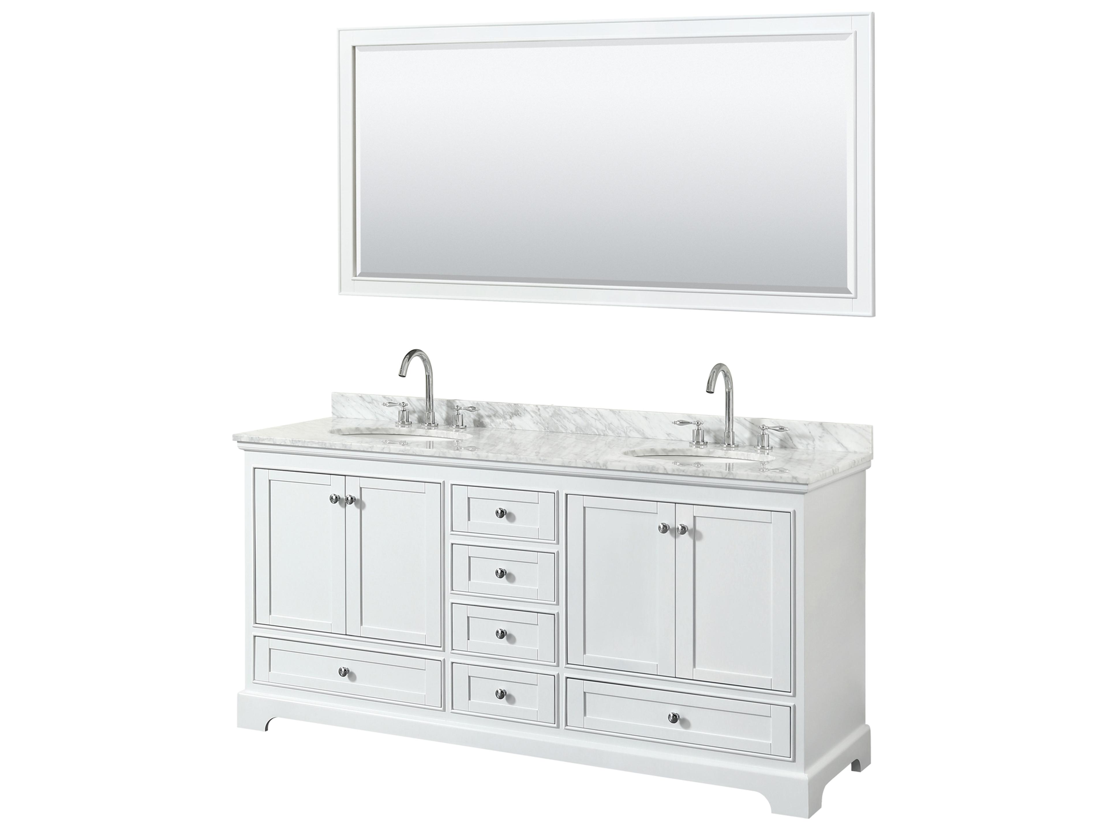 Wyndham Collection Deborah 72" White Vanity with 70" Mirror
