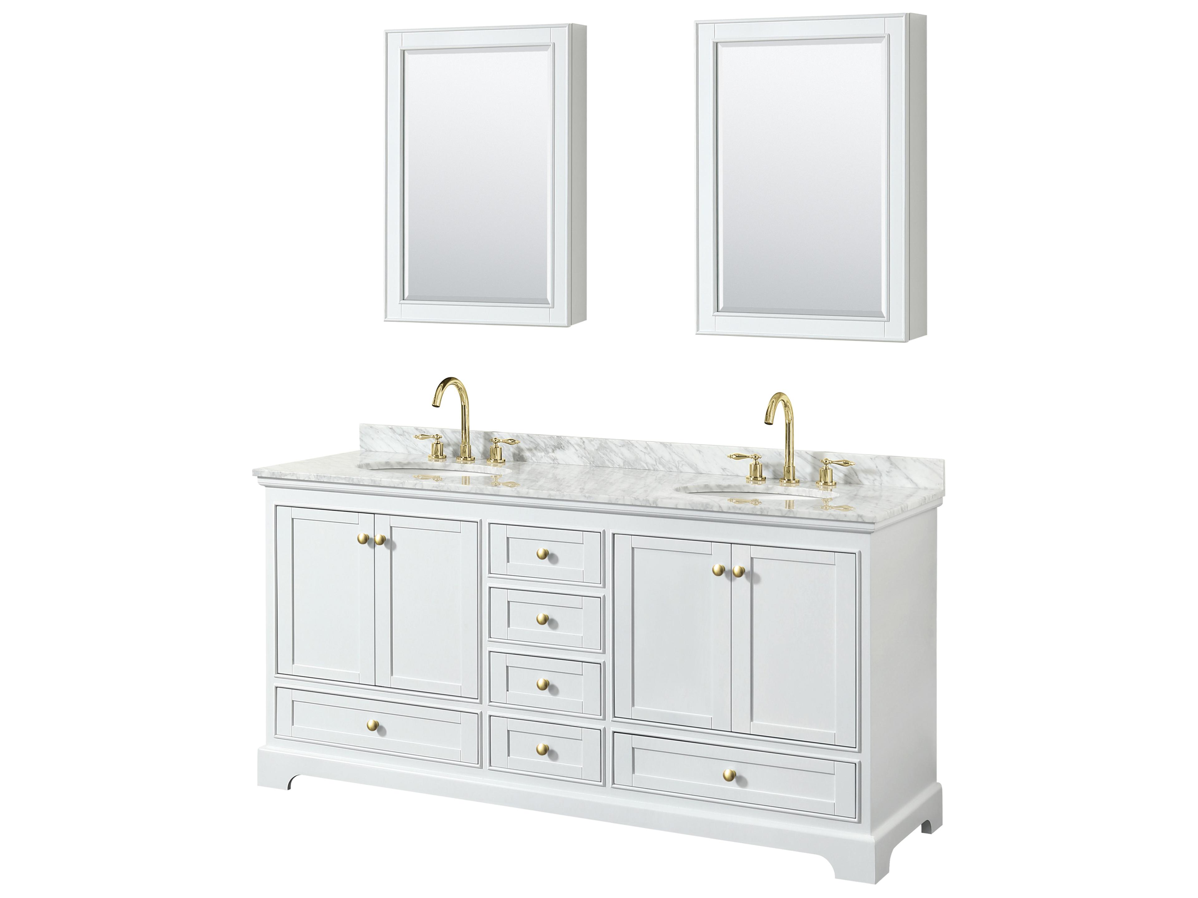 Wyndham Collection Deborah 72" White Vanity with Medicine Cabinet