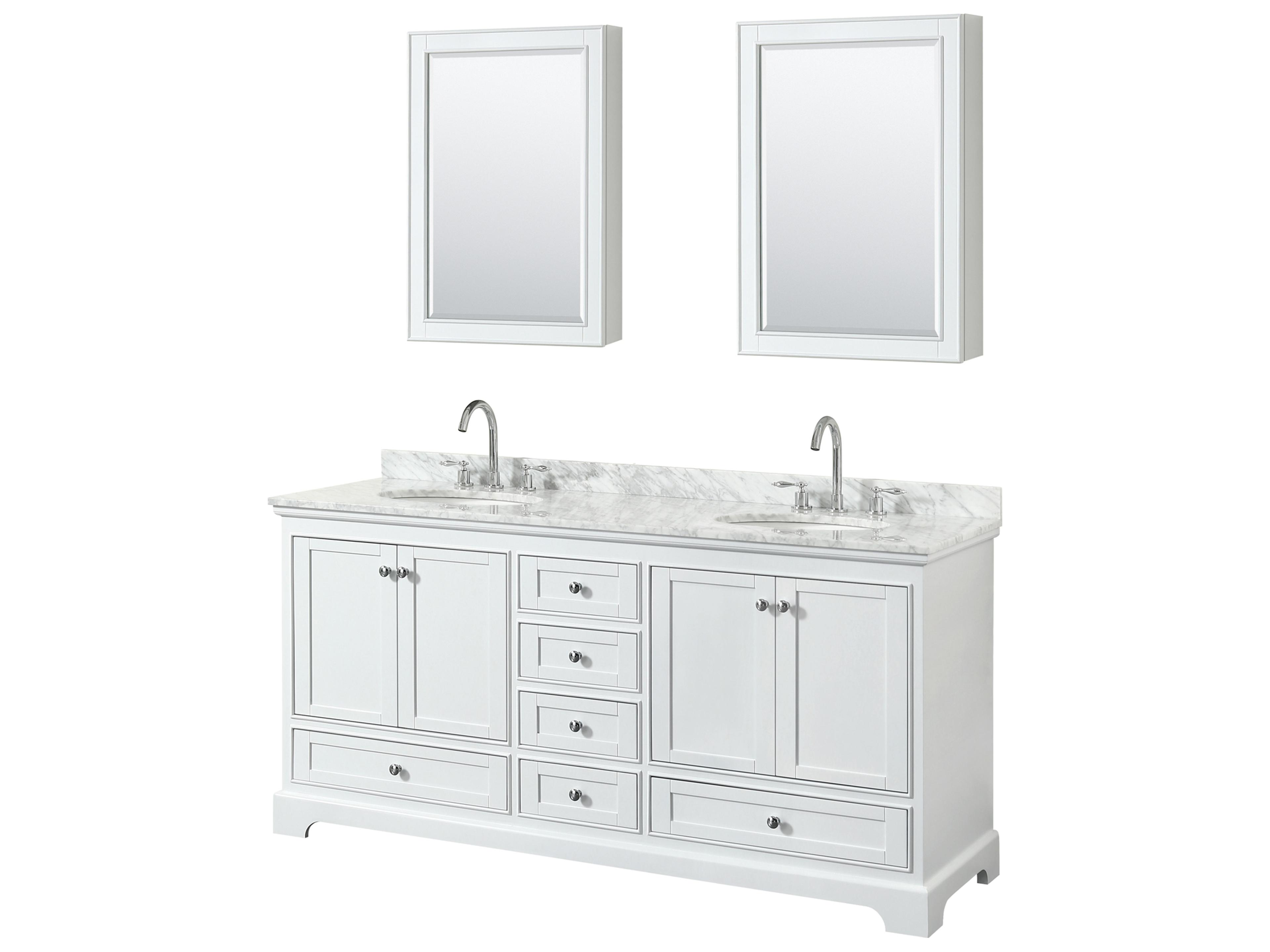 Wyndham Collection Deborah 72" White Vanity with Medicine Cabinet