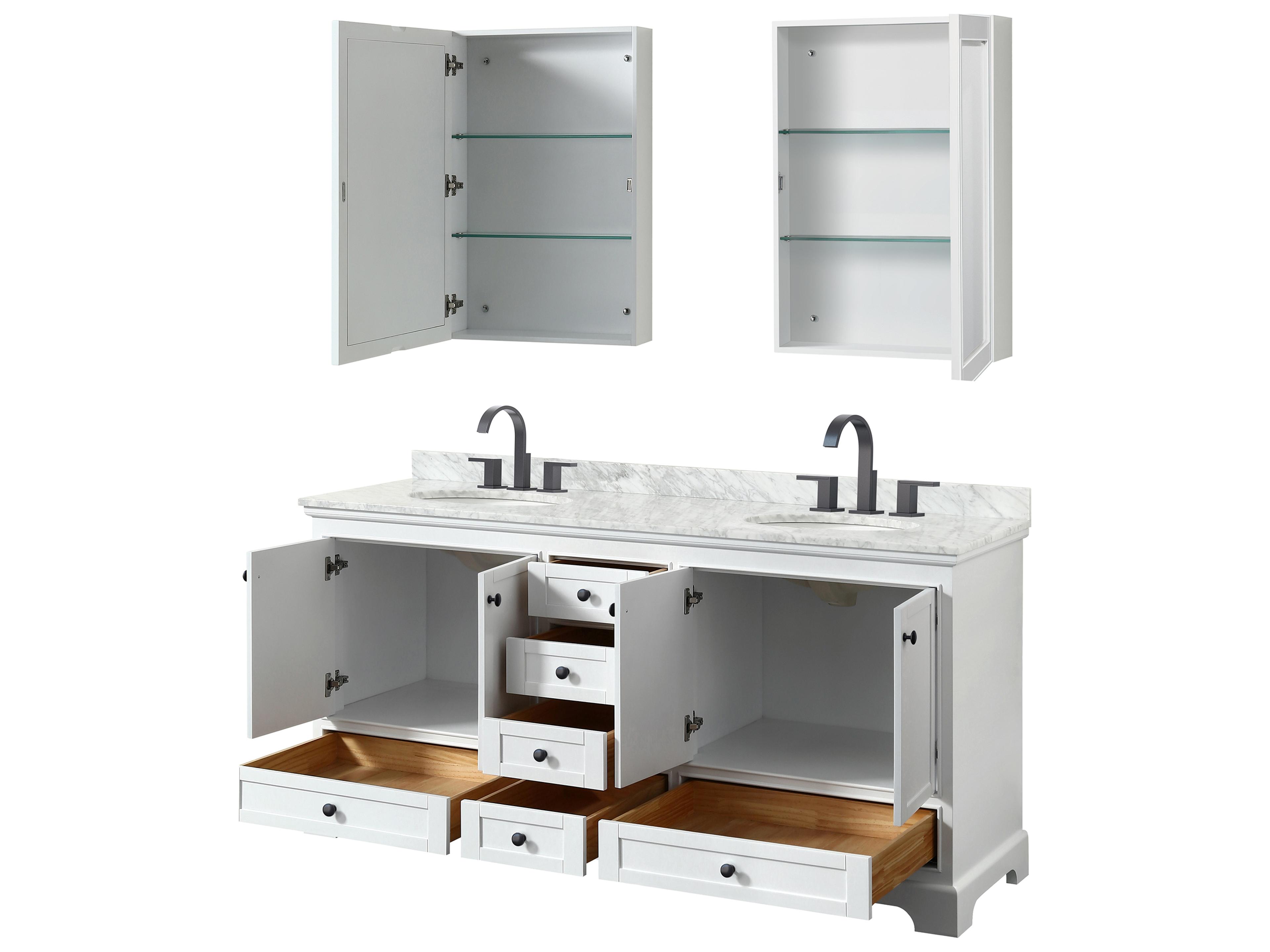 Wyndham Collection Deborah 72" White Vanity with Medicine Cabinet