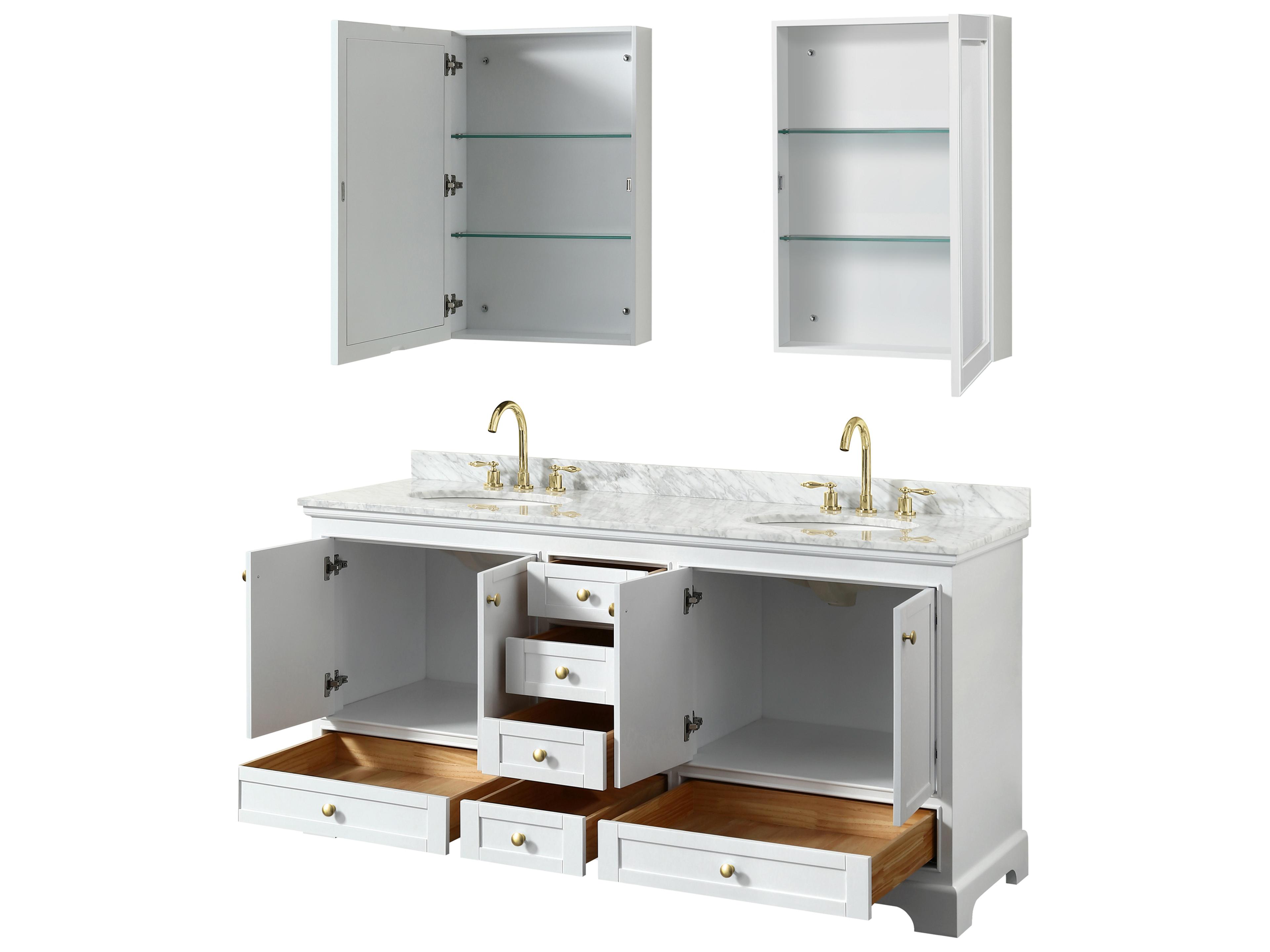 Wyndham Collection Deborah 72" White Vanity with Medicine Cabinet