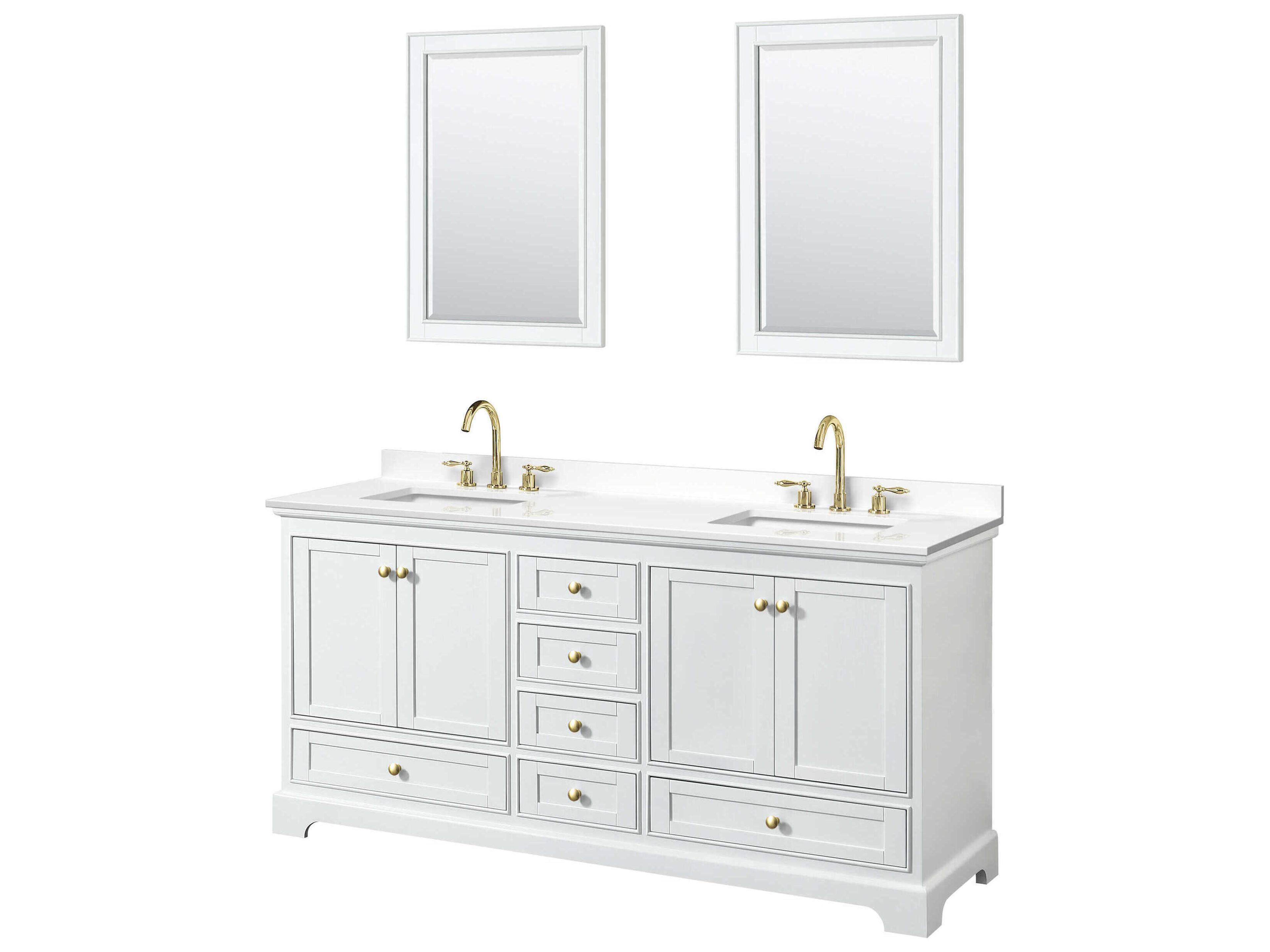 Wyndham Collection Deborah 72" White Vanity with 24" Mirror