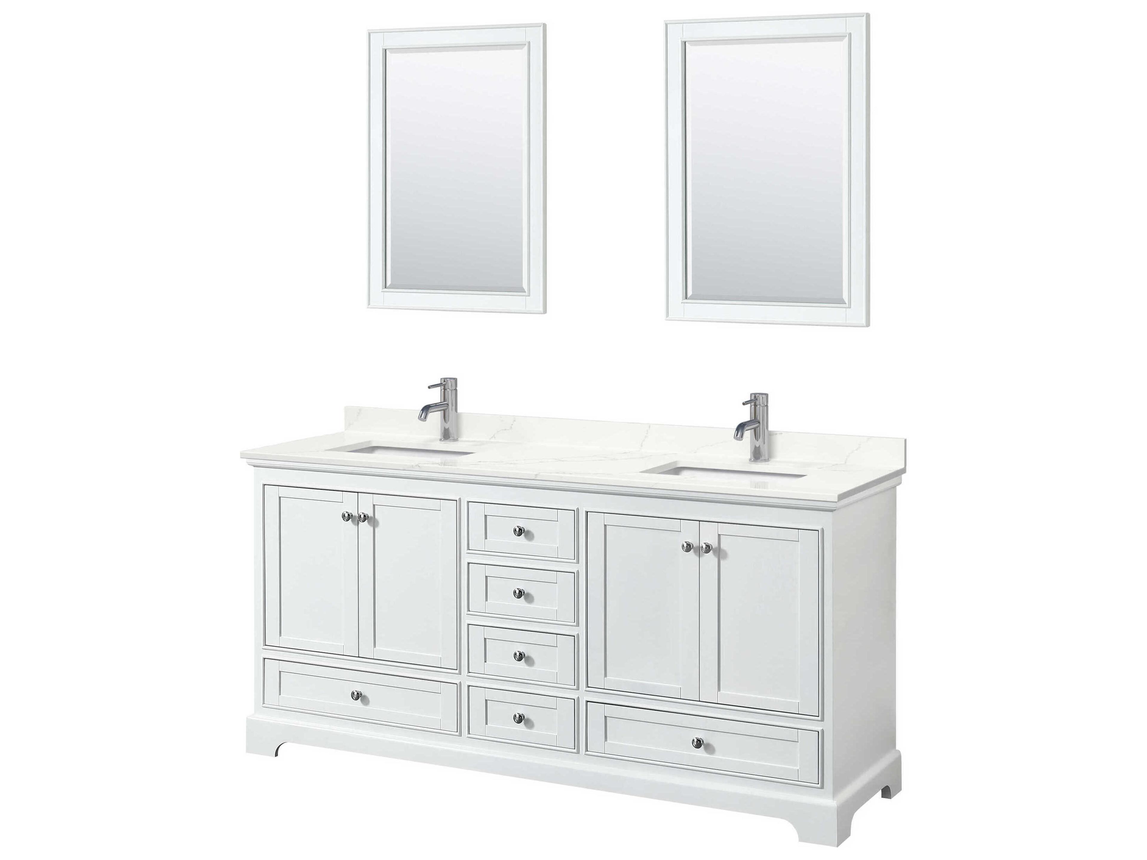 Wyndham Collection Deborah 72" White Vanity with 24" Mirror