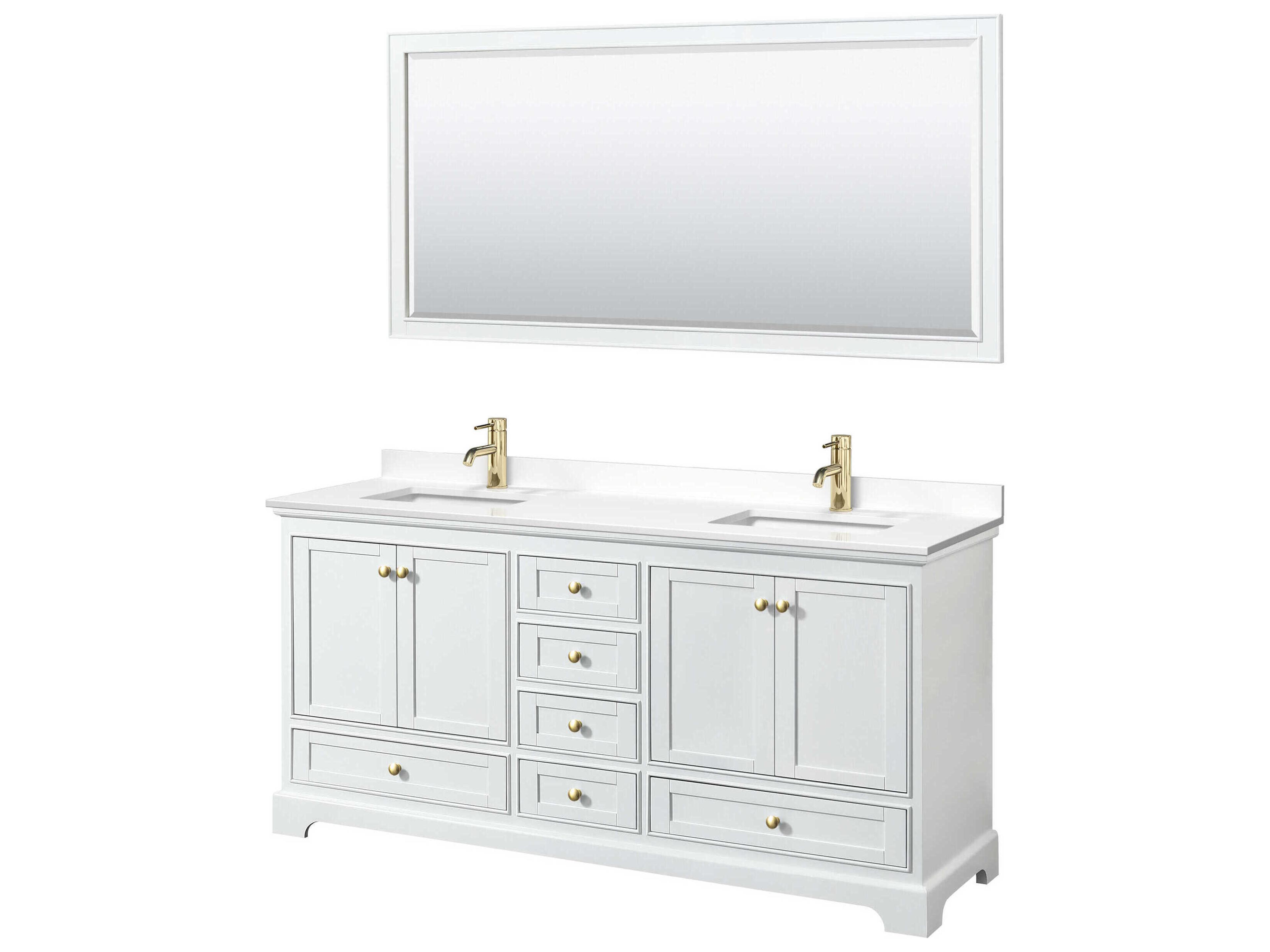 Wyndham Collection Deborah 72" White Vanity with 70" Mirror