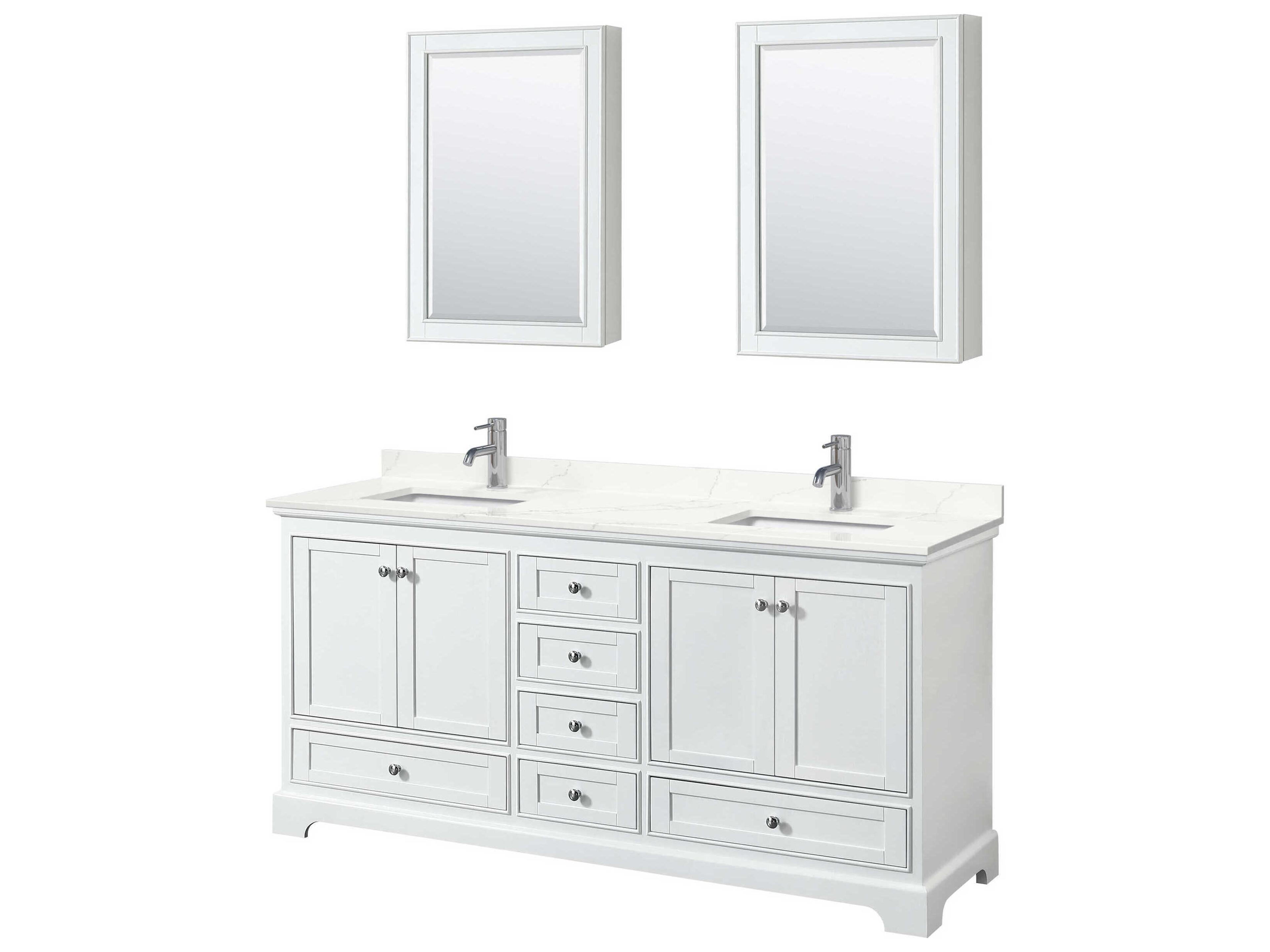 Wyndham Collection Deborah 72" White Vanity with Medicine Cabinet