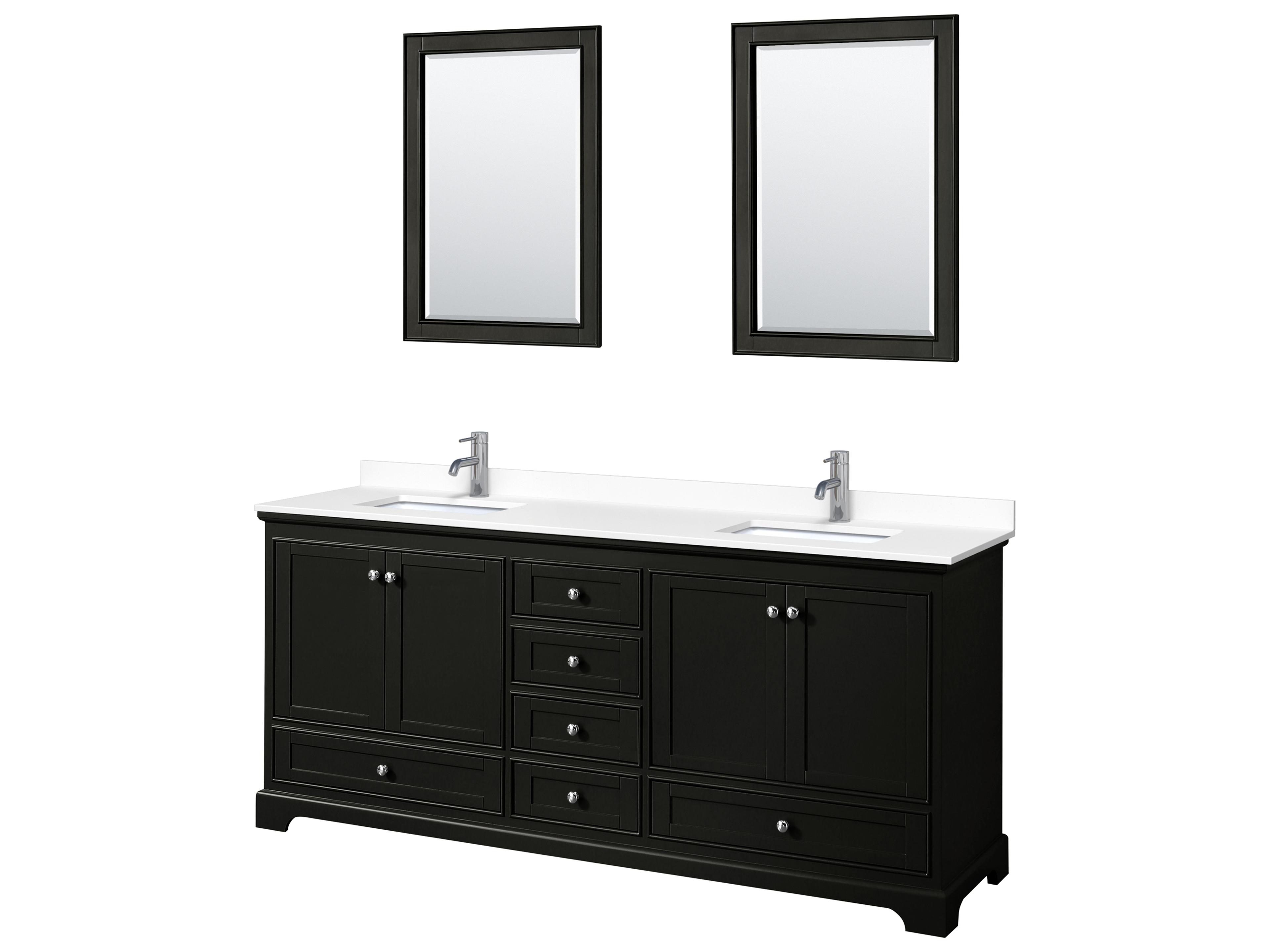 Wyndham Collection Deborah 80" Dark Espresso Vanity with 24" Mirror