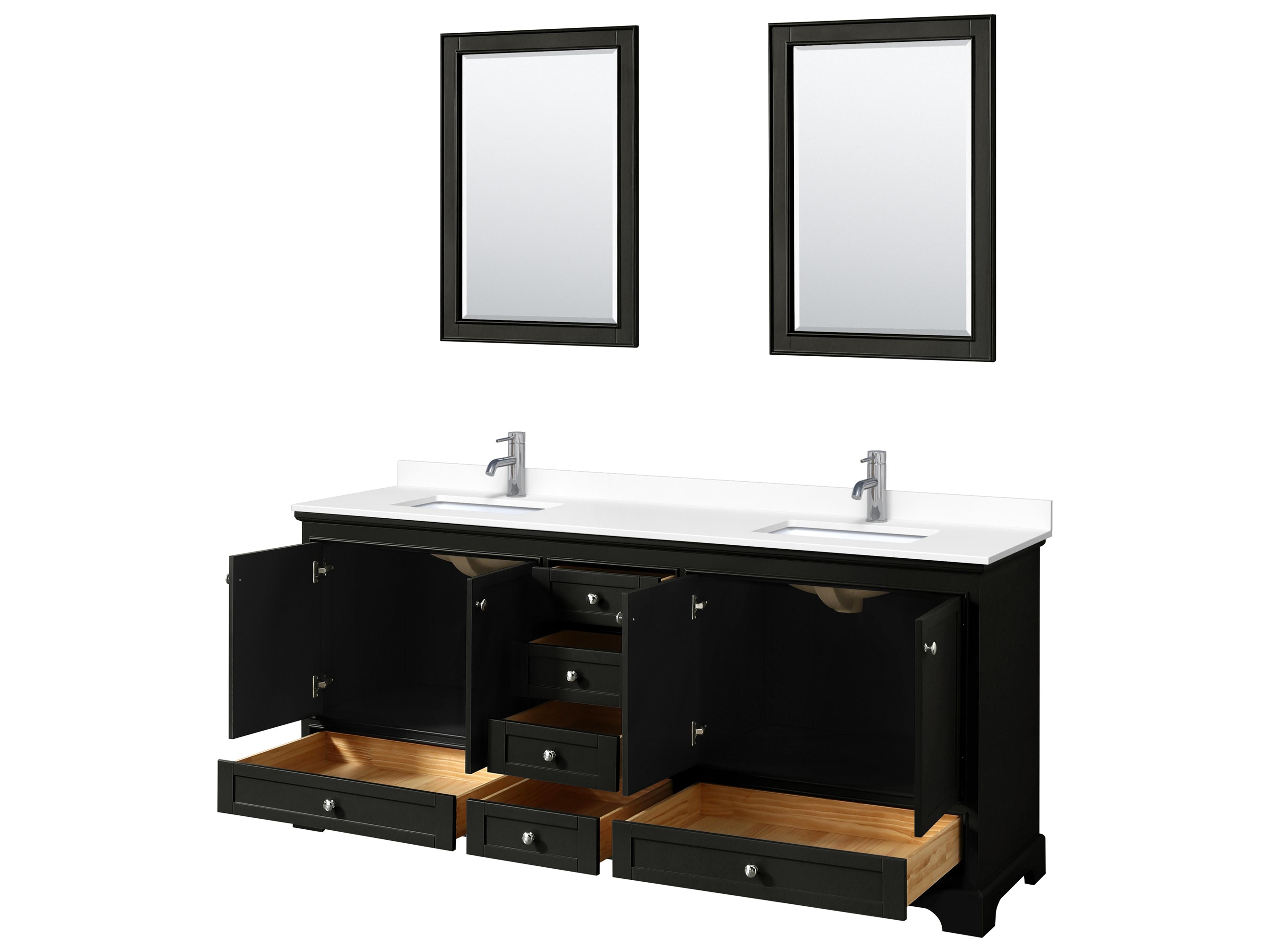 Wyndham Collection Deborah 80" Dark Espresso Vanity with 24" Mirror