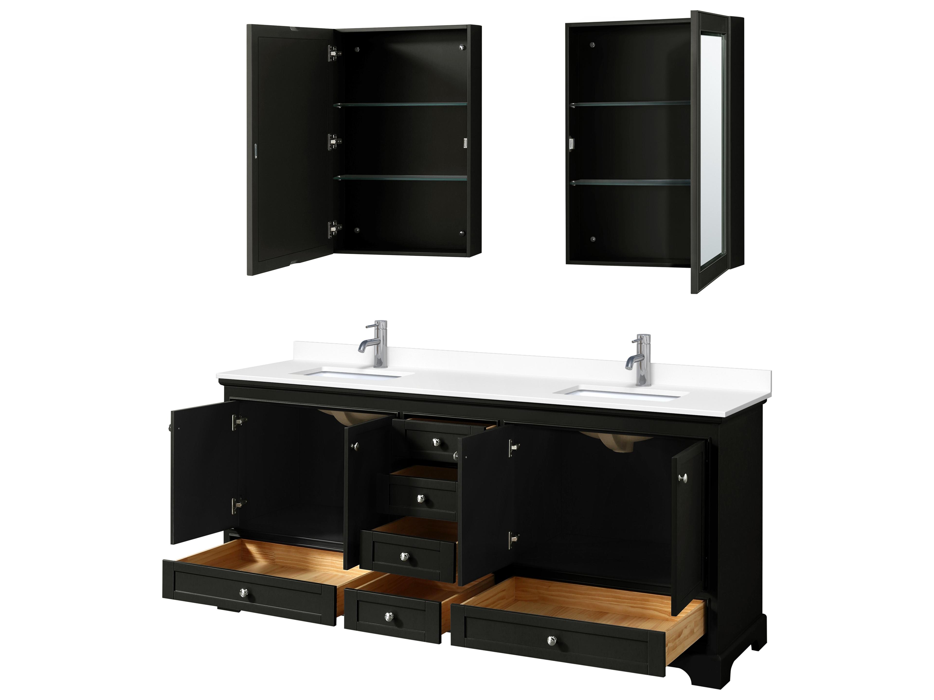 Wyndham Collection Deborah 80" Dark Espresso Vanity with Medicine Cabinet