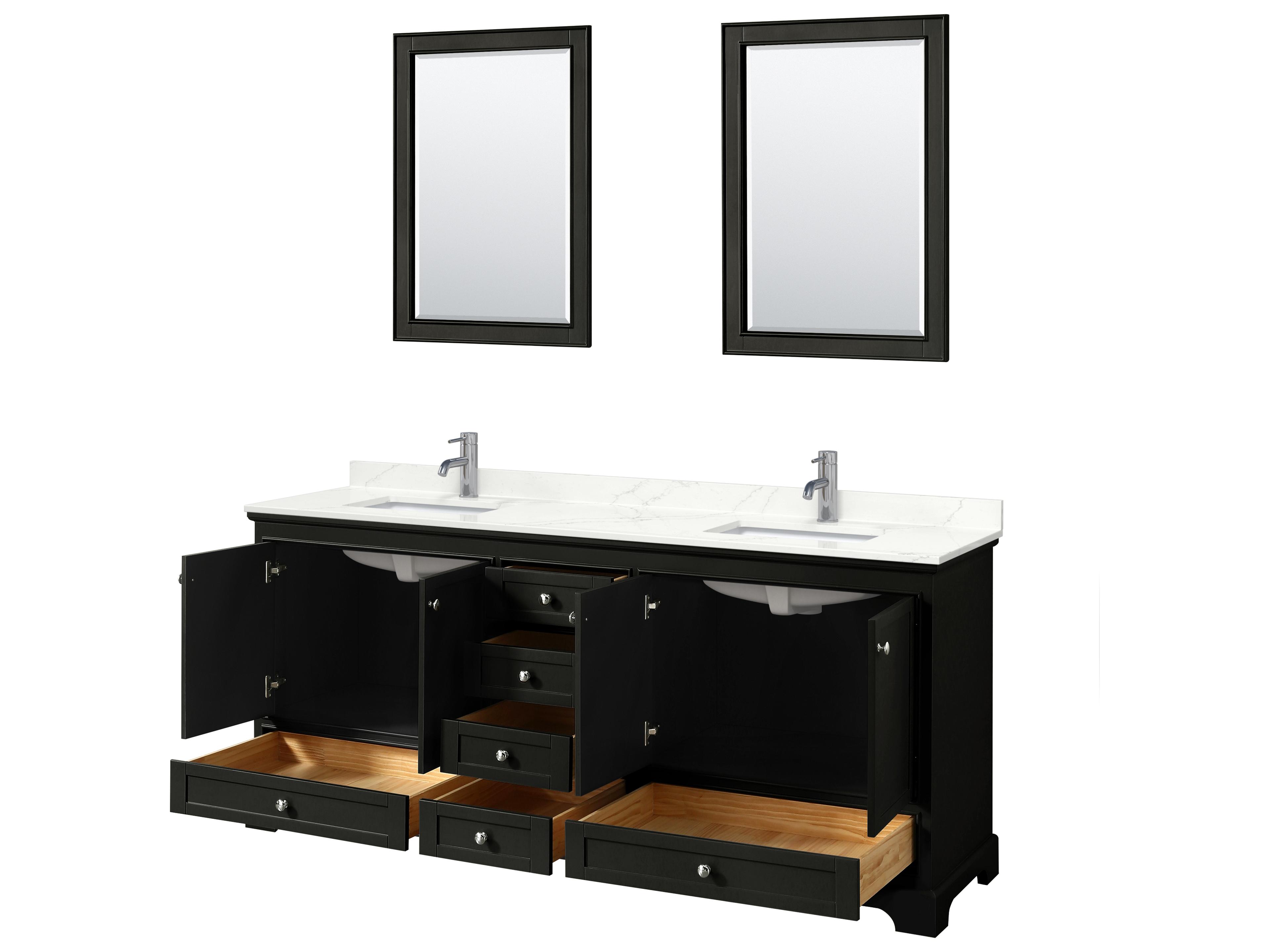 Wyndham Collection Deborah 80" Dark Espresso Vanity with 24" Mirror