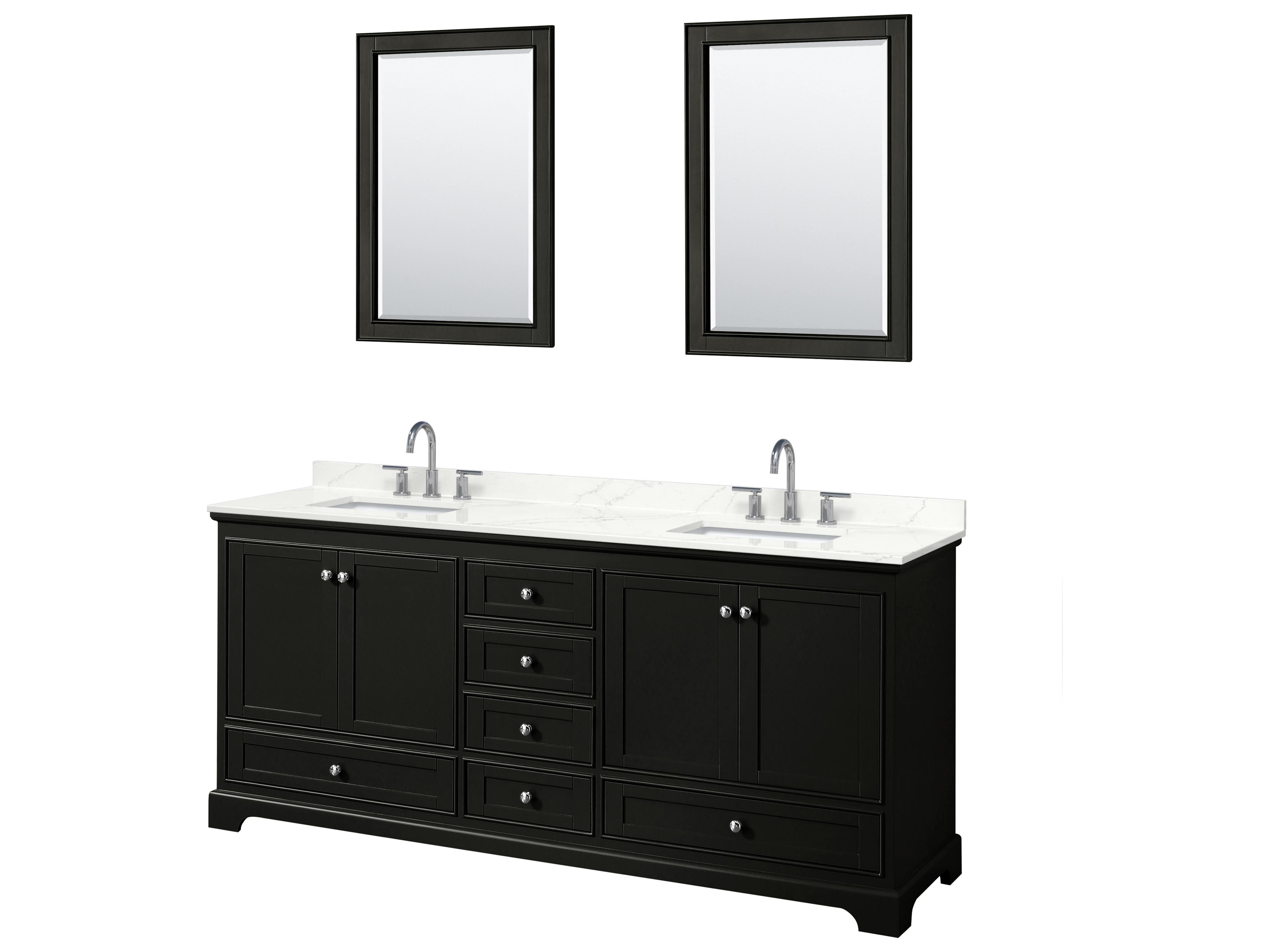 Wyndham Collection Deborah 80" Dark Espresso Vanity with 24" Mirror