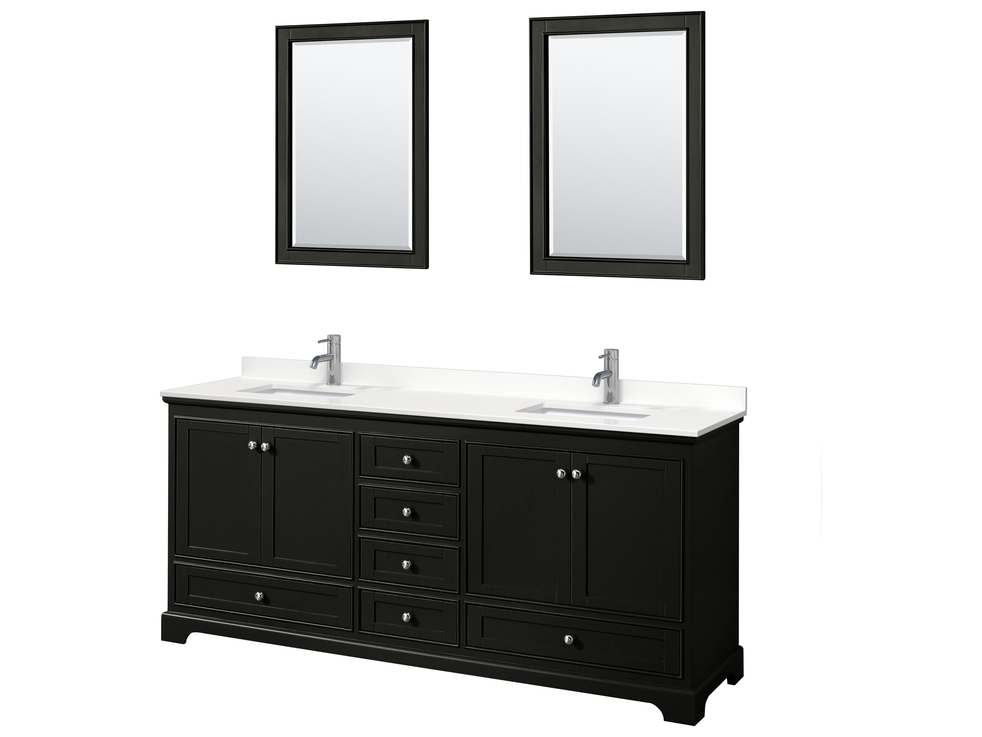 Wyndham Collection Deborah 80" Dark Espresso Vanity with 24" Mirror