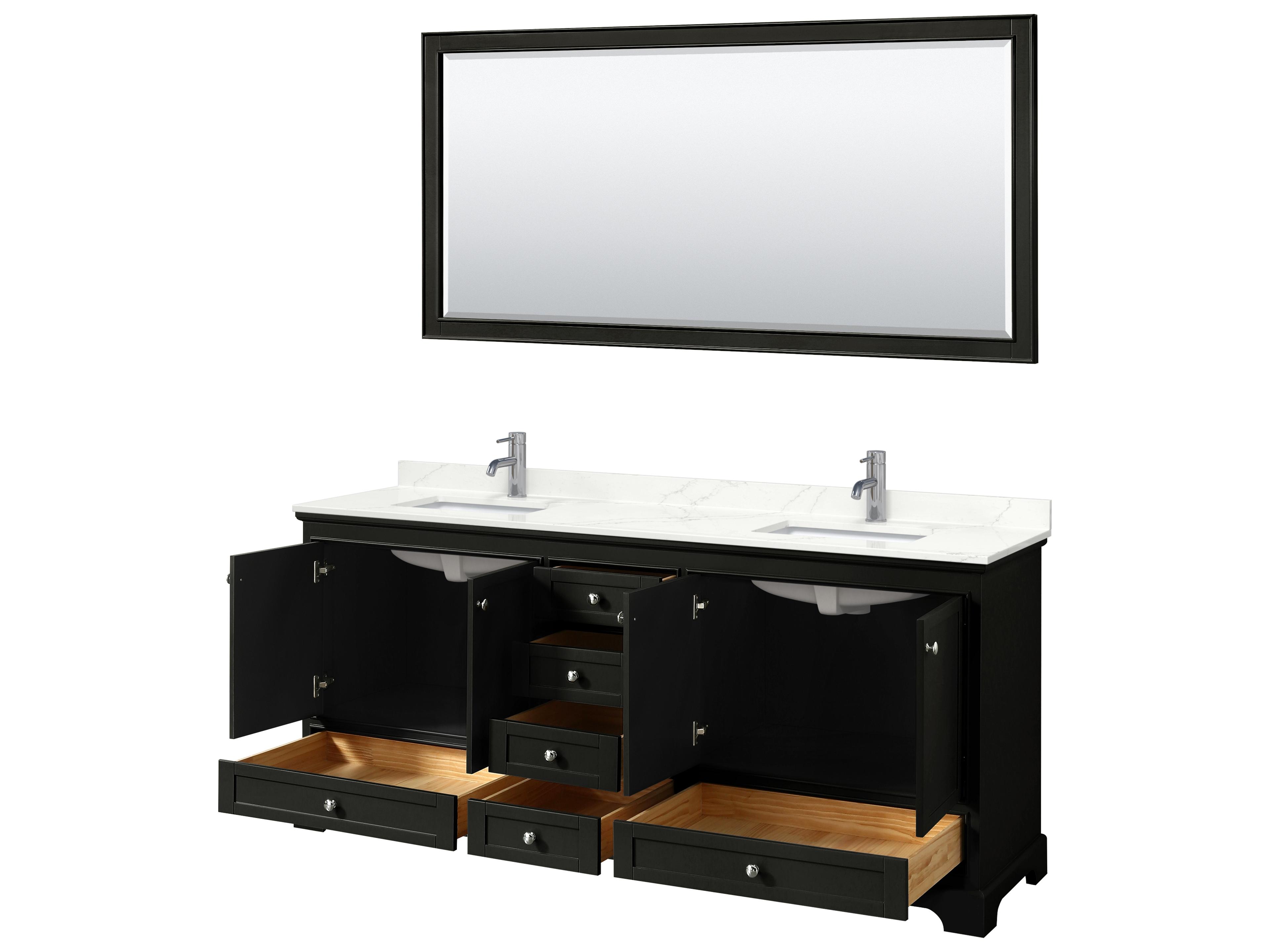 Wyndham Collection Deborah 80" Dark Espresso Vanity with 70" Mirror