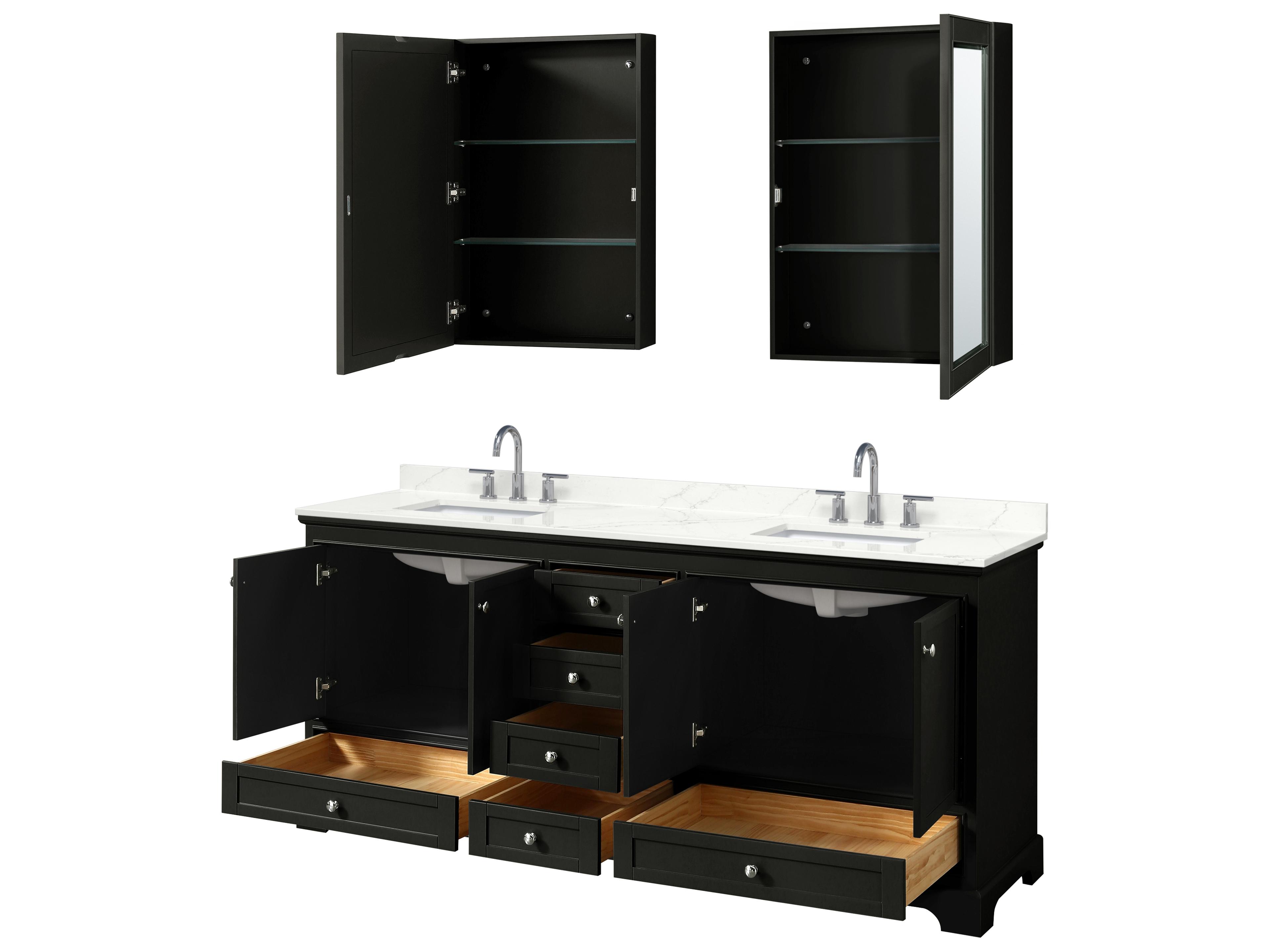 Wyndham Collection Deborah 80" Dark Espresso Vanity with Medicine Cabinet
